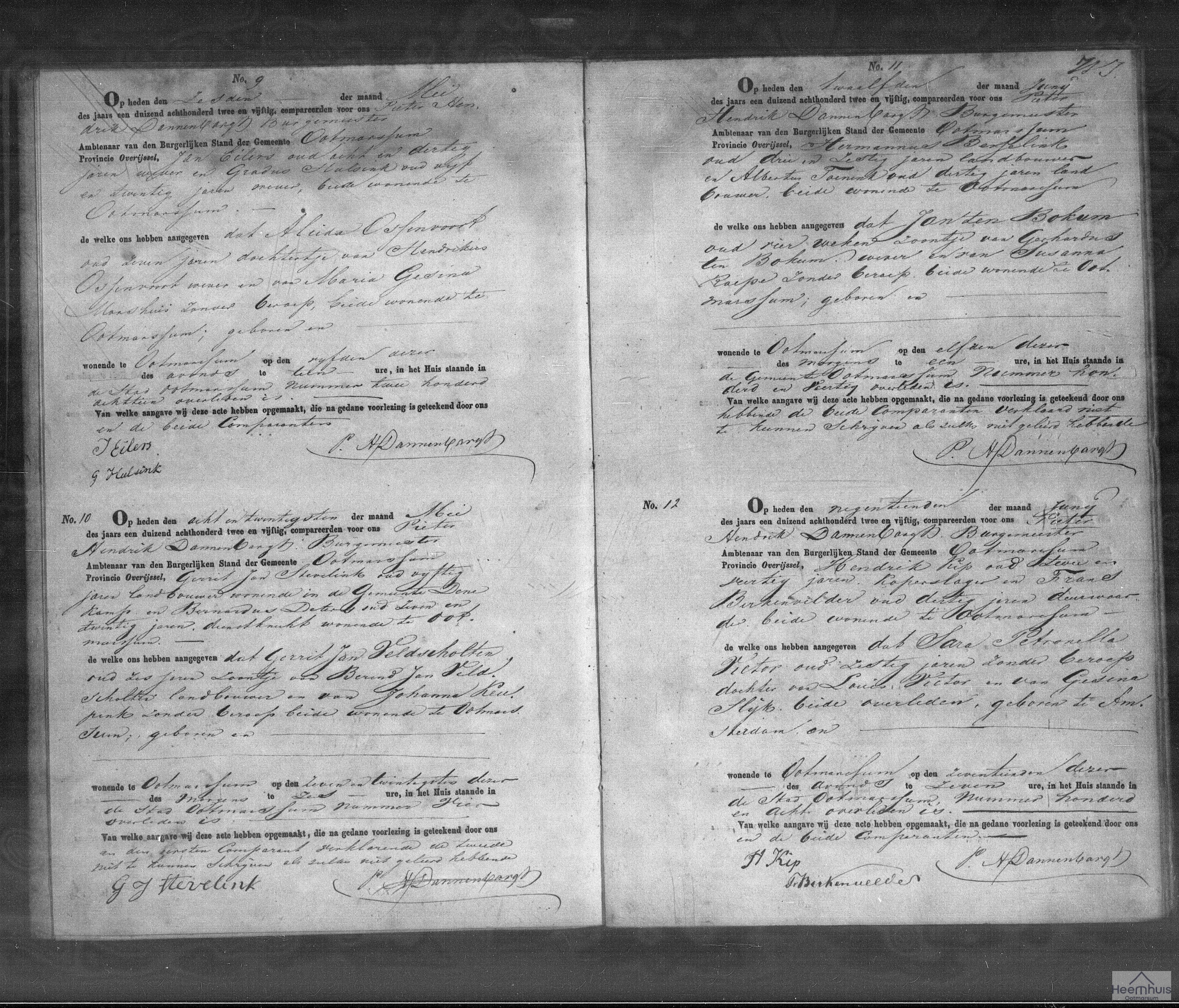 Overlijdensakte van Jan ten Bokum Overlijdensakte van Jan ten Bokum