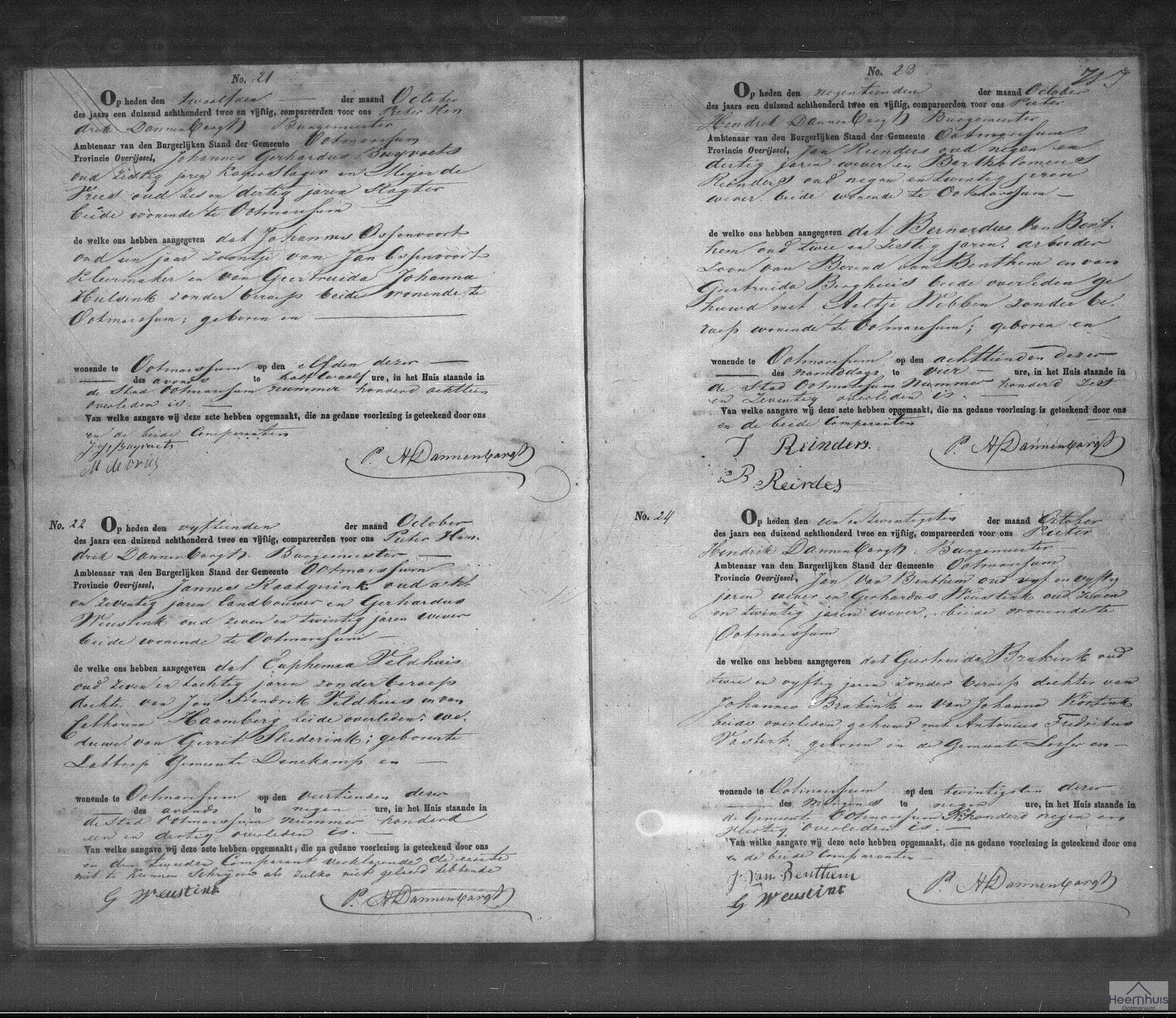 Overlijdensakte van Bernardus van Benthem