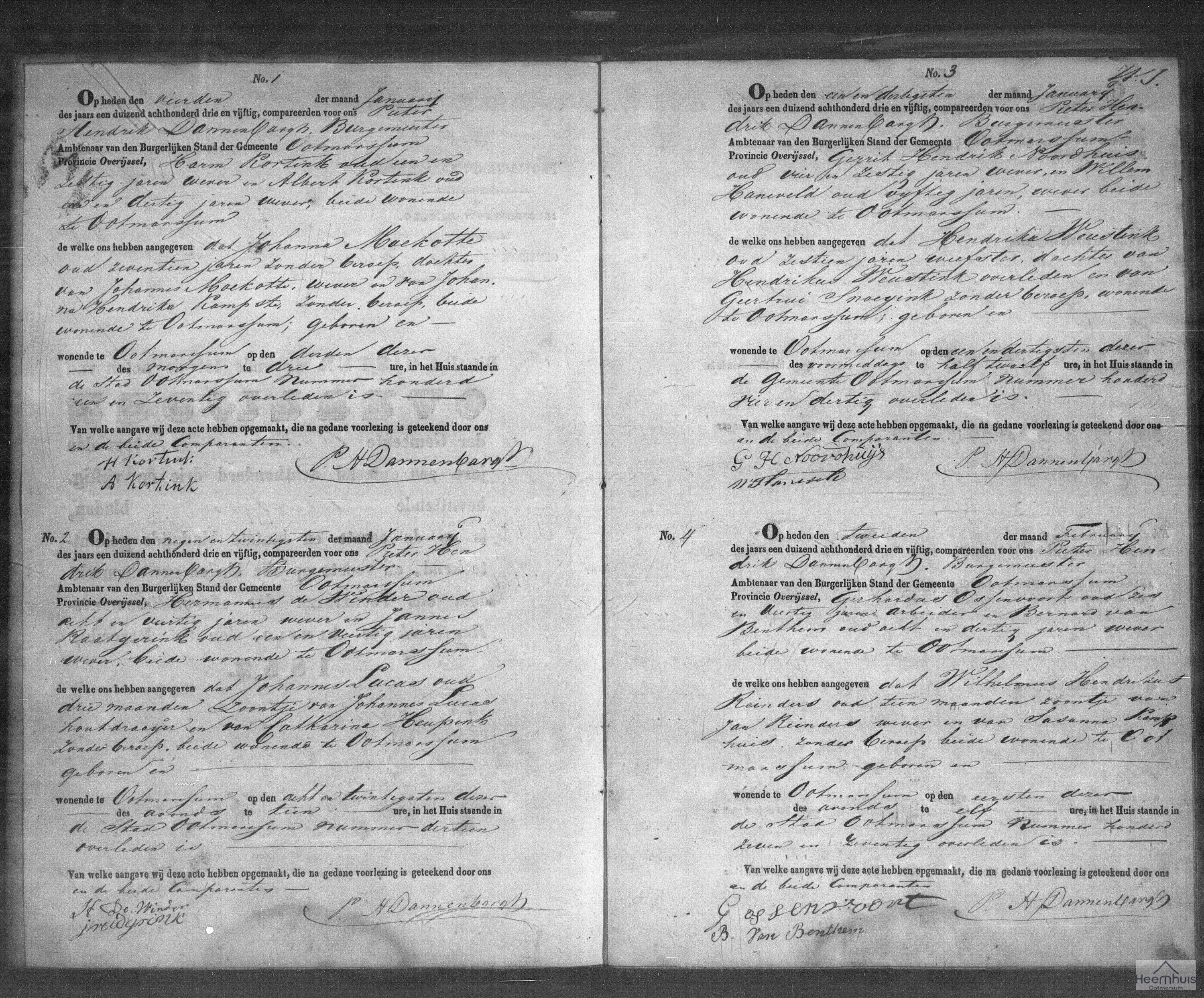 Overlijdensakte van Wilhelmus Hendrikus Reinders