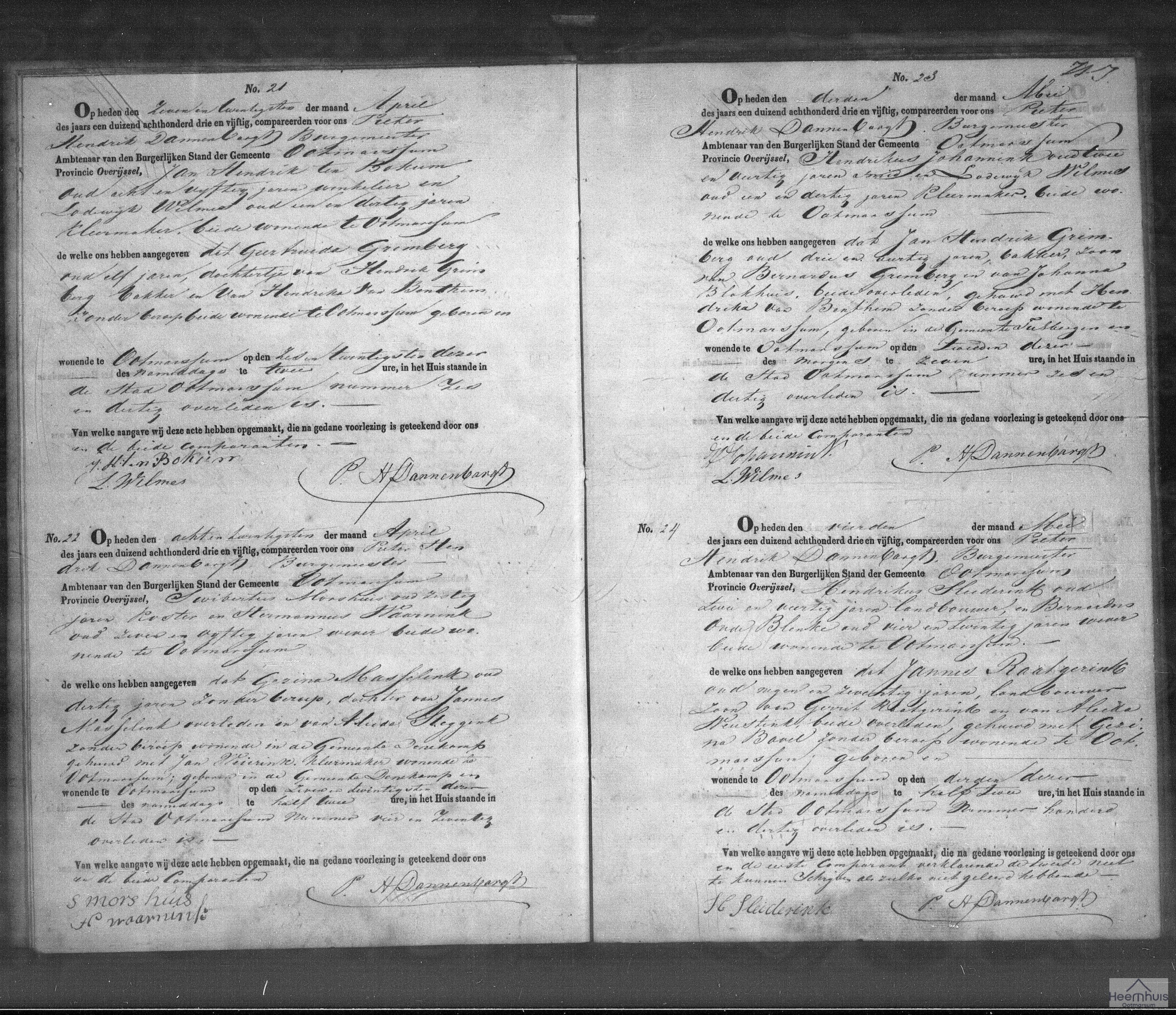 Overlijdensakte van Gezina Masselink