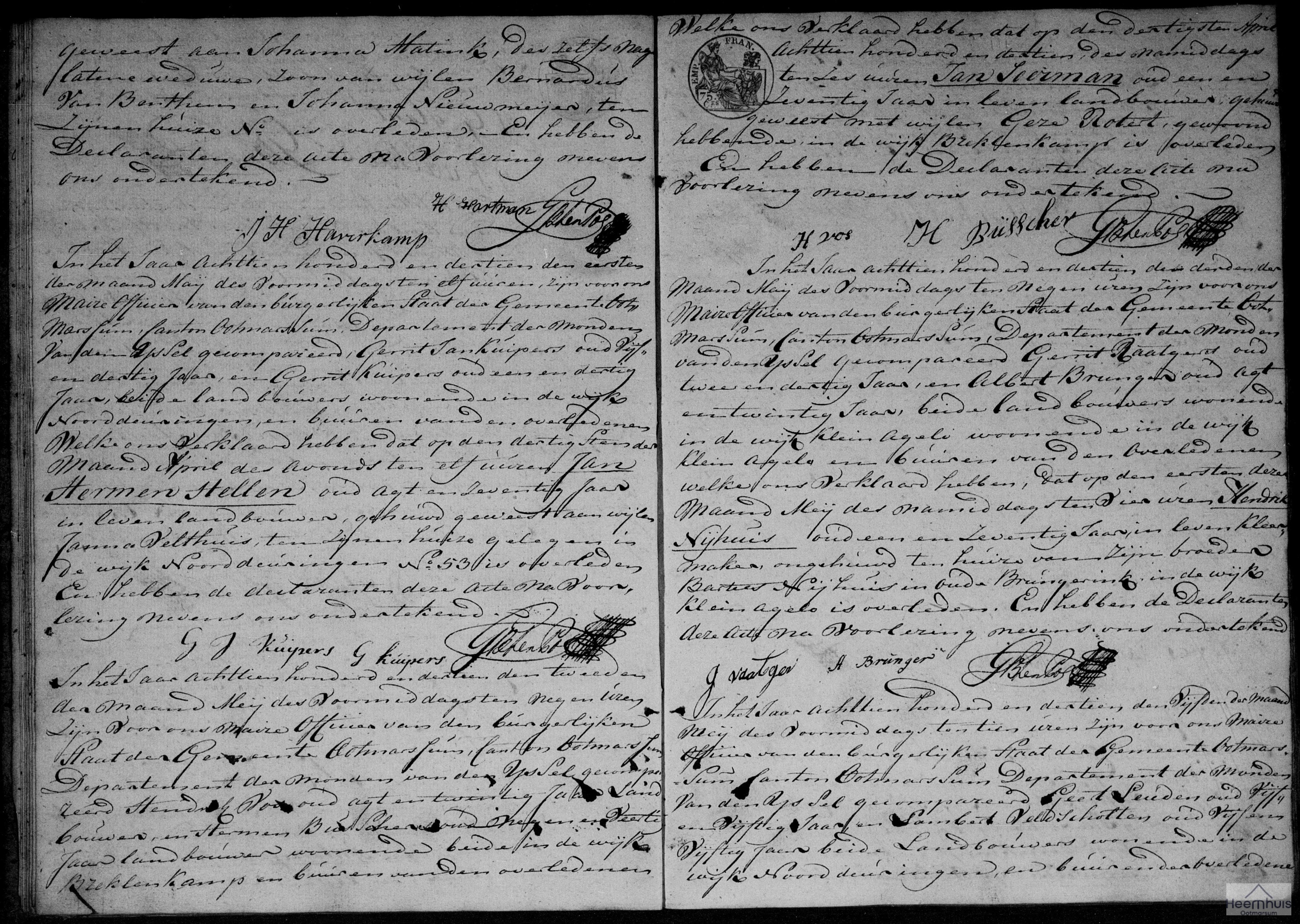 Overlijdensakte van Hendrik Nijhuis
