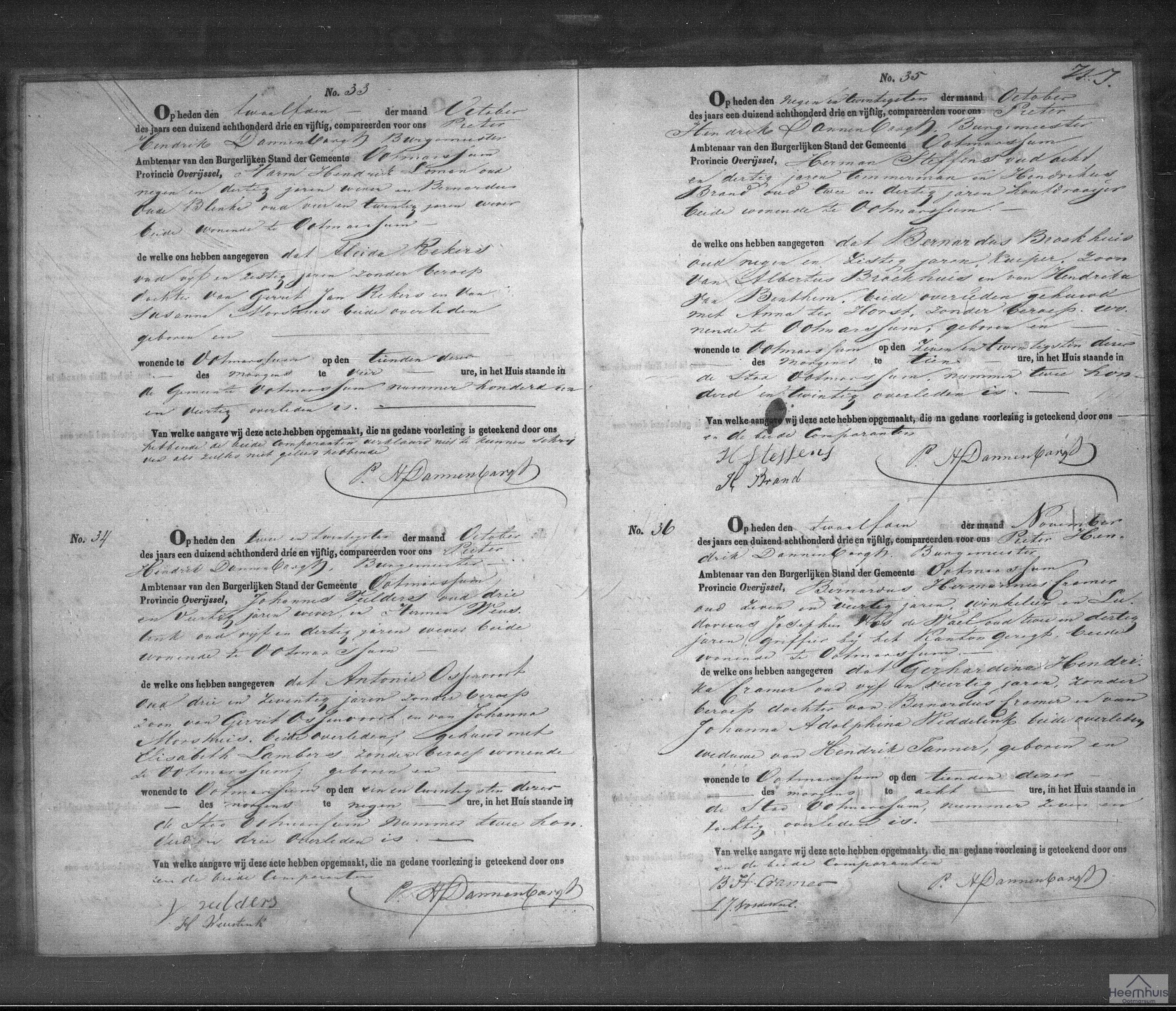 Overlijdensakte van Gerhardina Hendrika Cramer