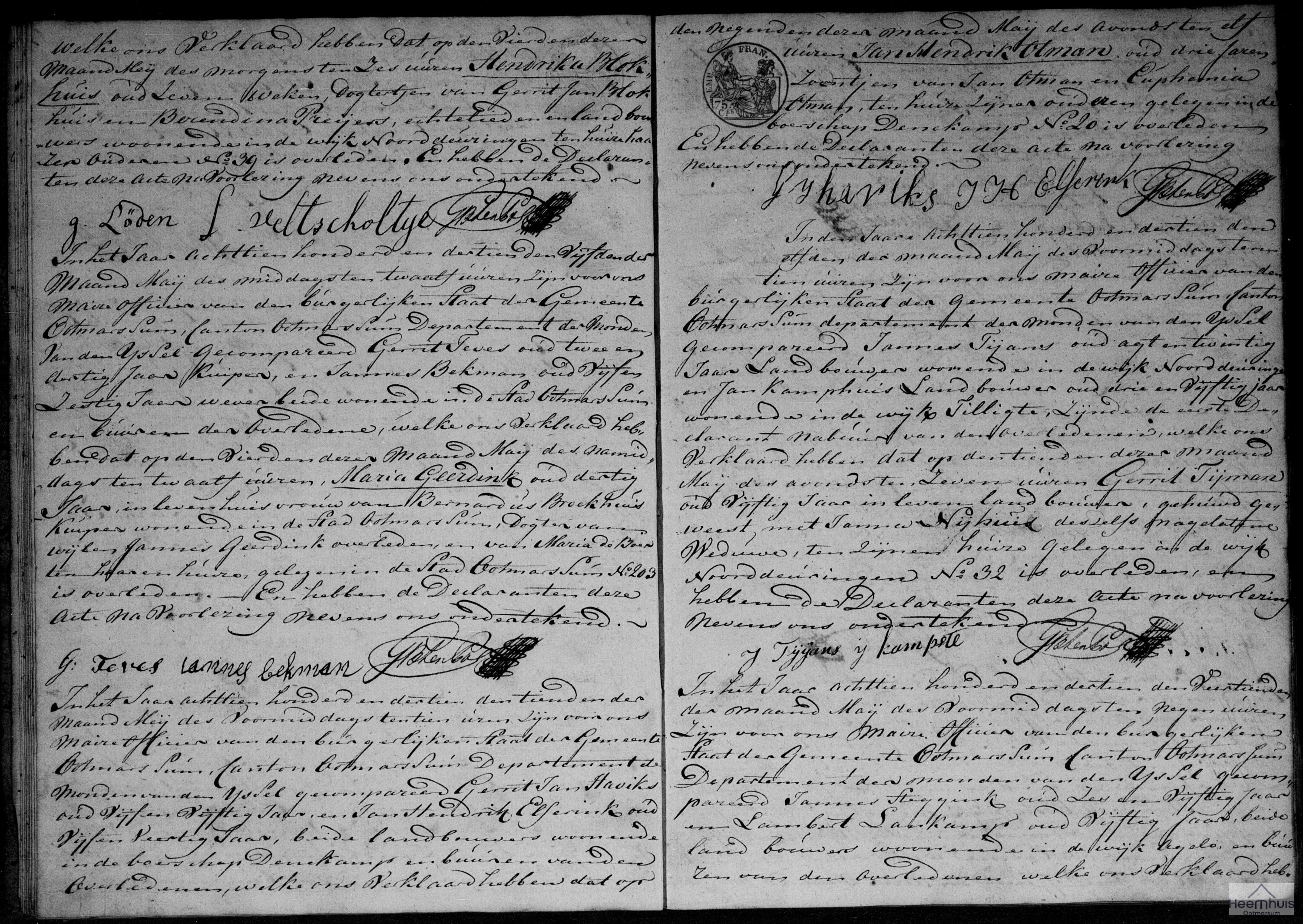 Overlijdensakte van Jan Hendrik Otman