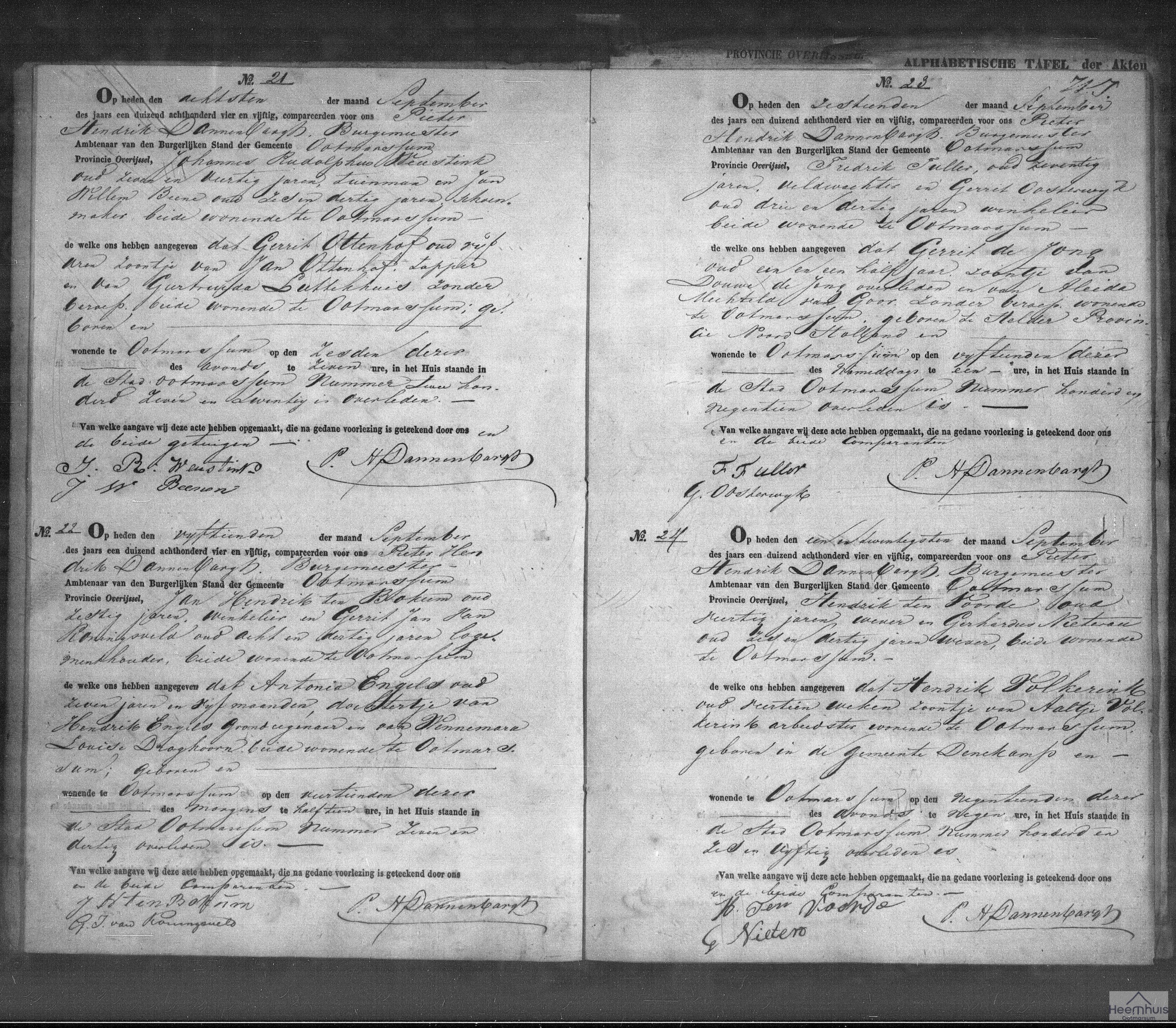 Overlijdensakte van Gerrit Ottenhof