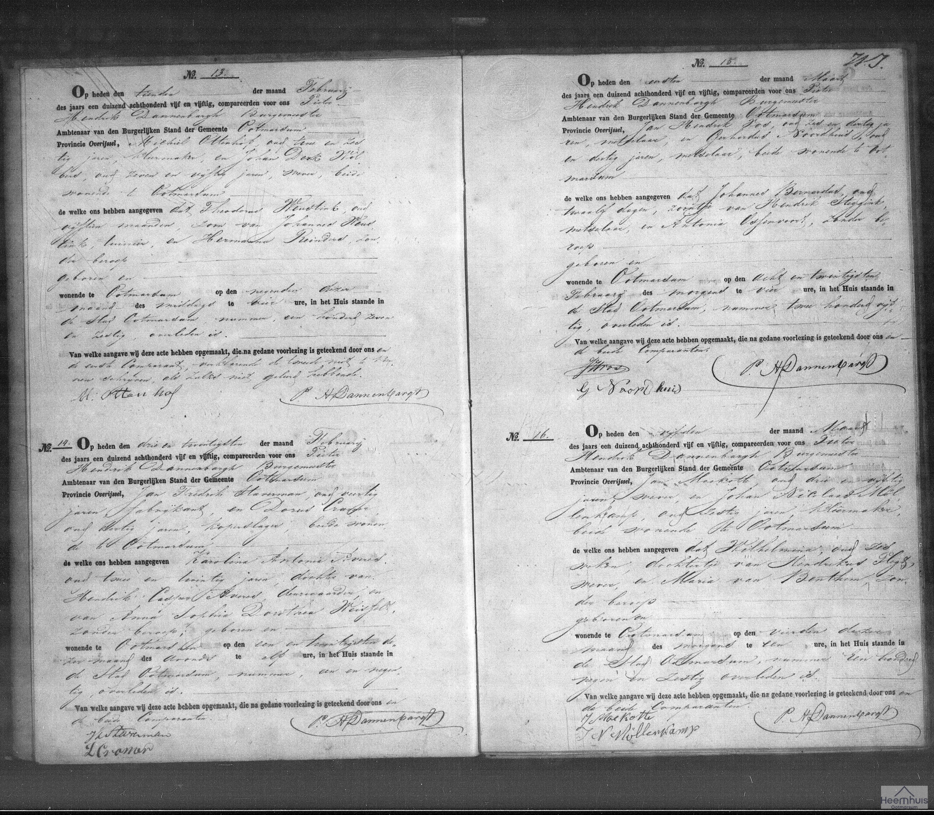 Overlijdensakte van Theodorus Weustink Overlijdensakte van Theodorus Weustink