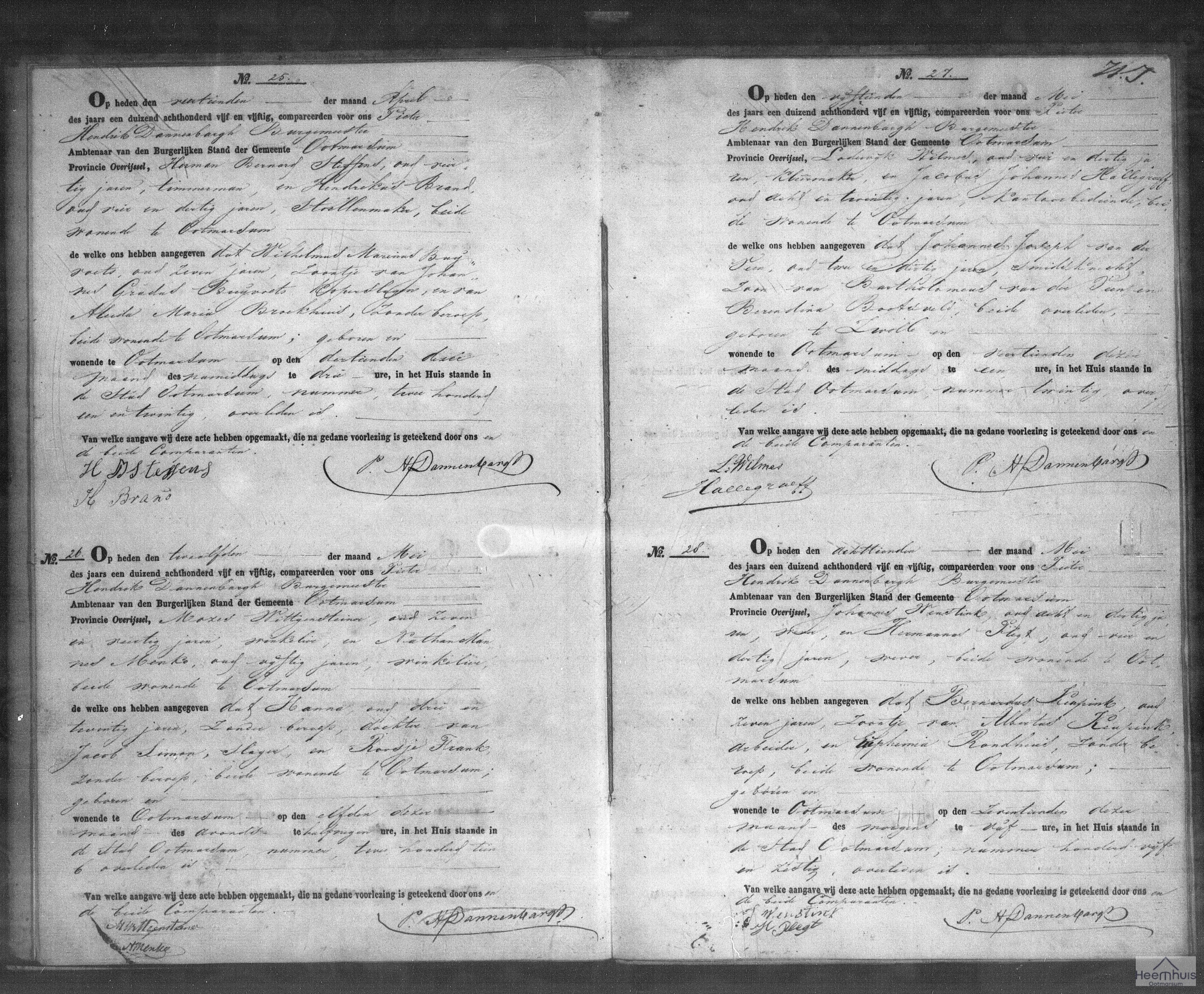 Overlijdensakte van Johannes Joseph van der Veen