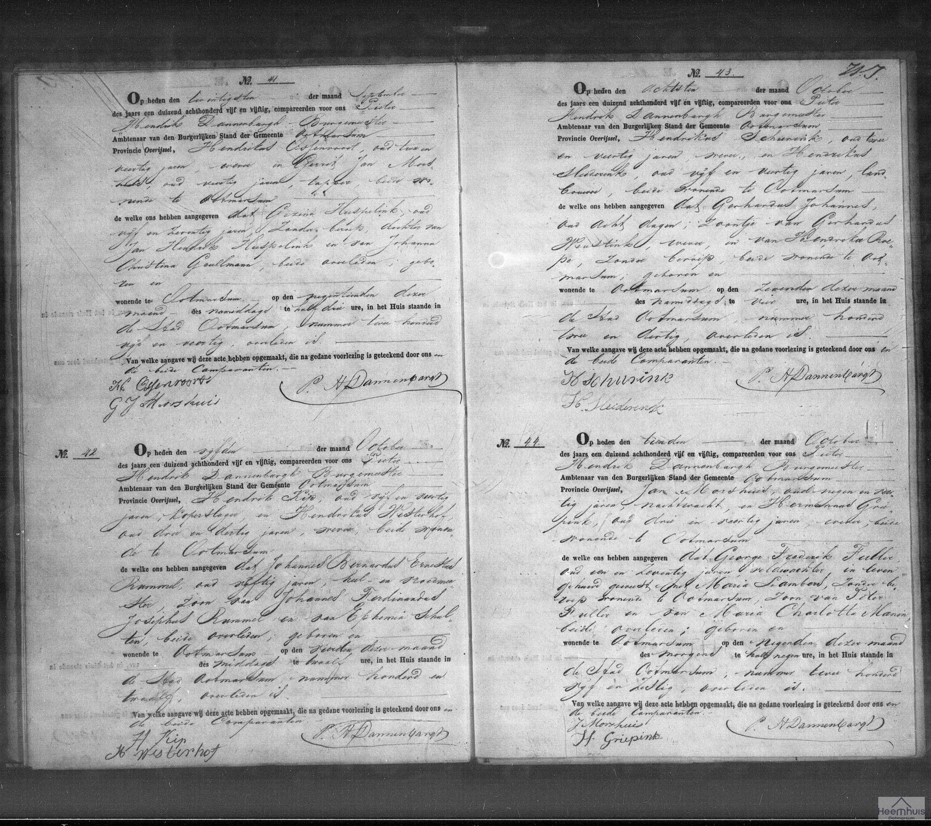 Overlijdensakte van George Frederik Fuller