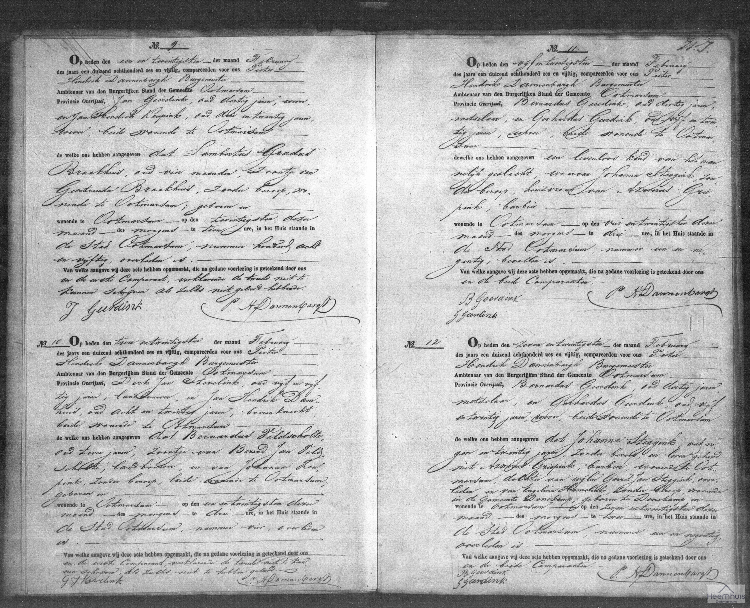 Overlijdensakte van levenloos geboren kind Griepink