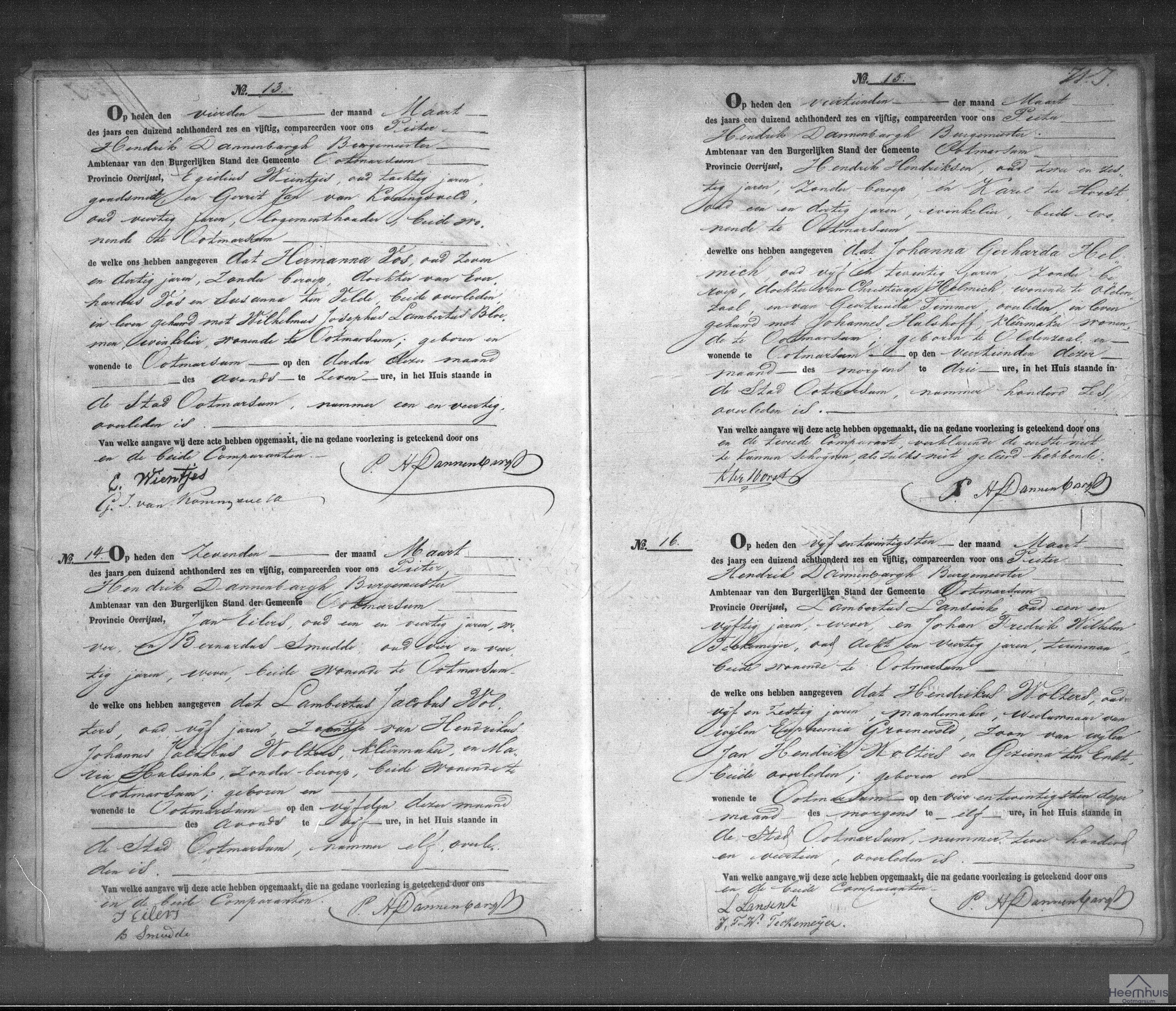 Overlijdensakte van Hendrikus Wolters