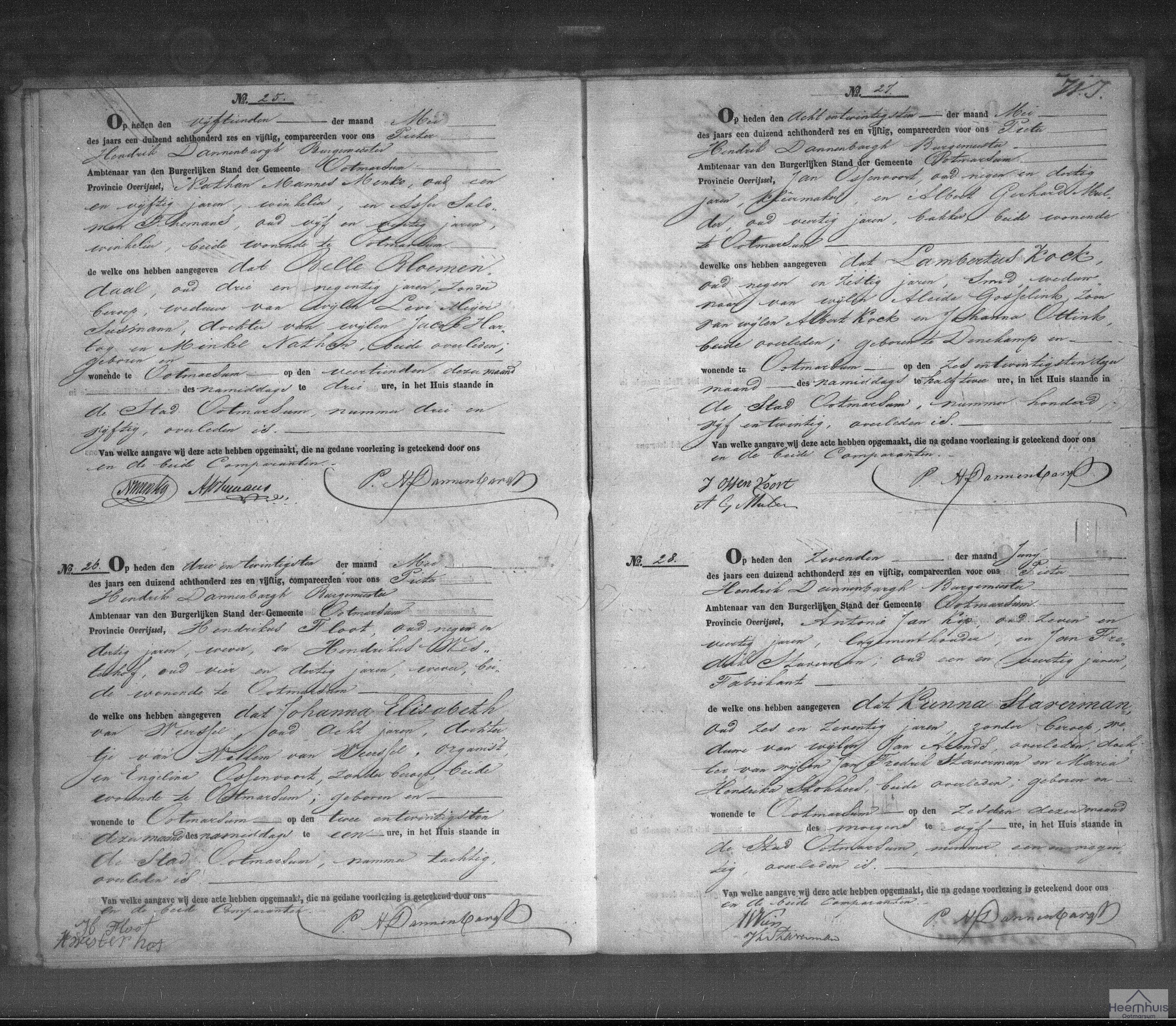 Overlijdensakte van Johanna Elisabeth van Weerssel