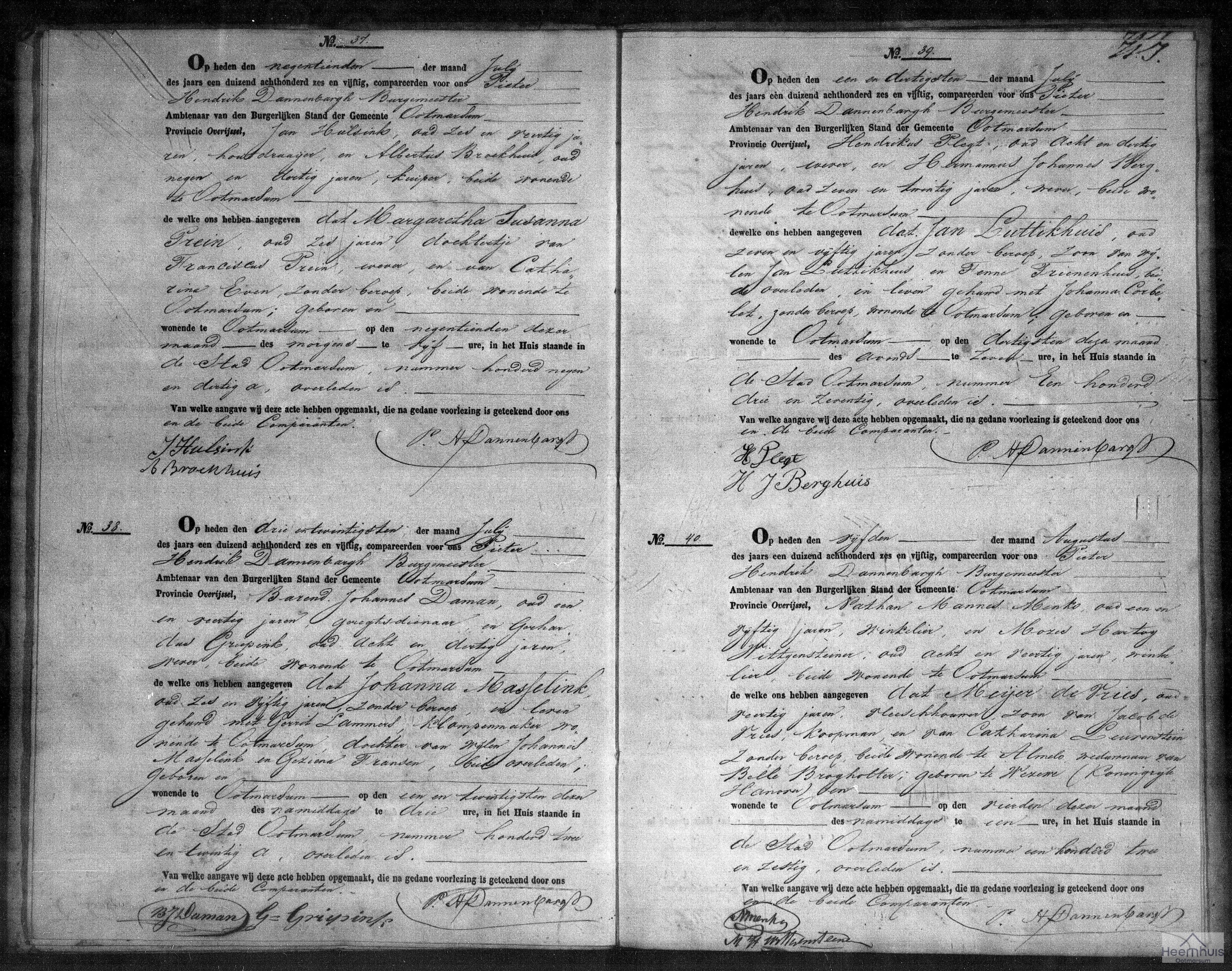 Overlijdensakte van Johanna Masselink