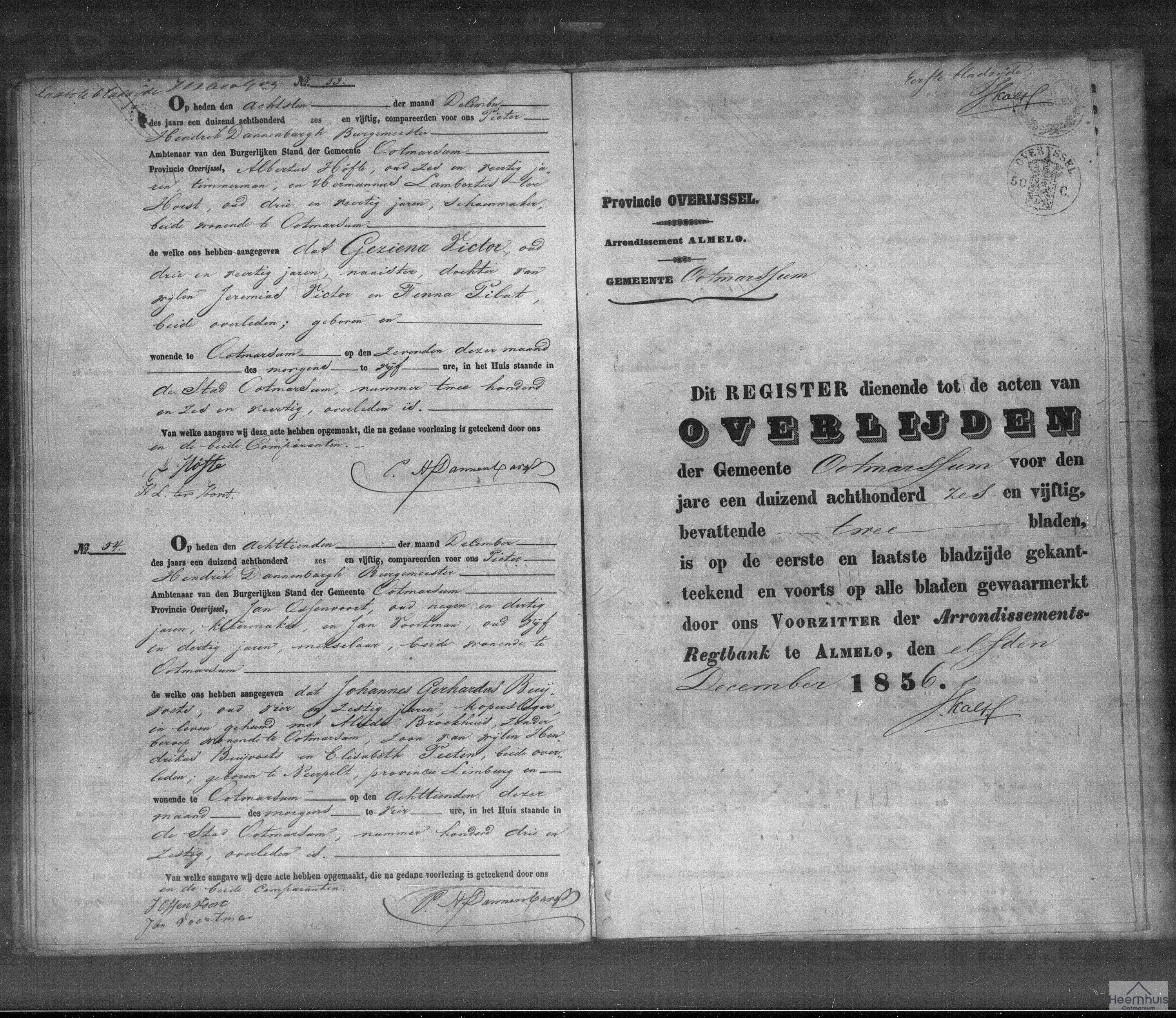 Overlijdensakte van Johannes Gerhardus Buijvoets