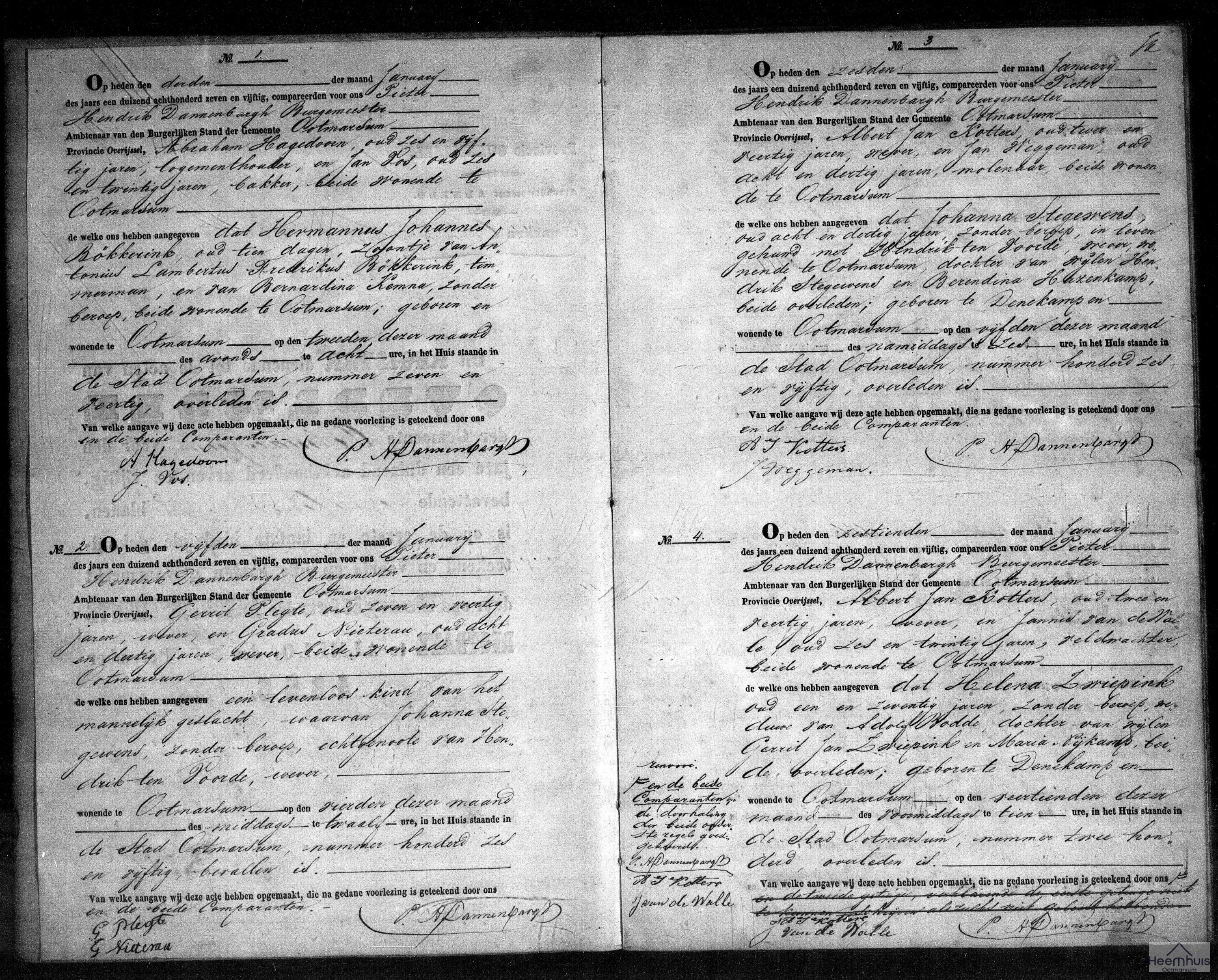 Overlijdensakte van Hermannus Johannes Bökkerink