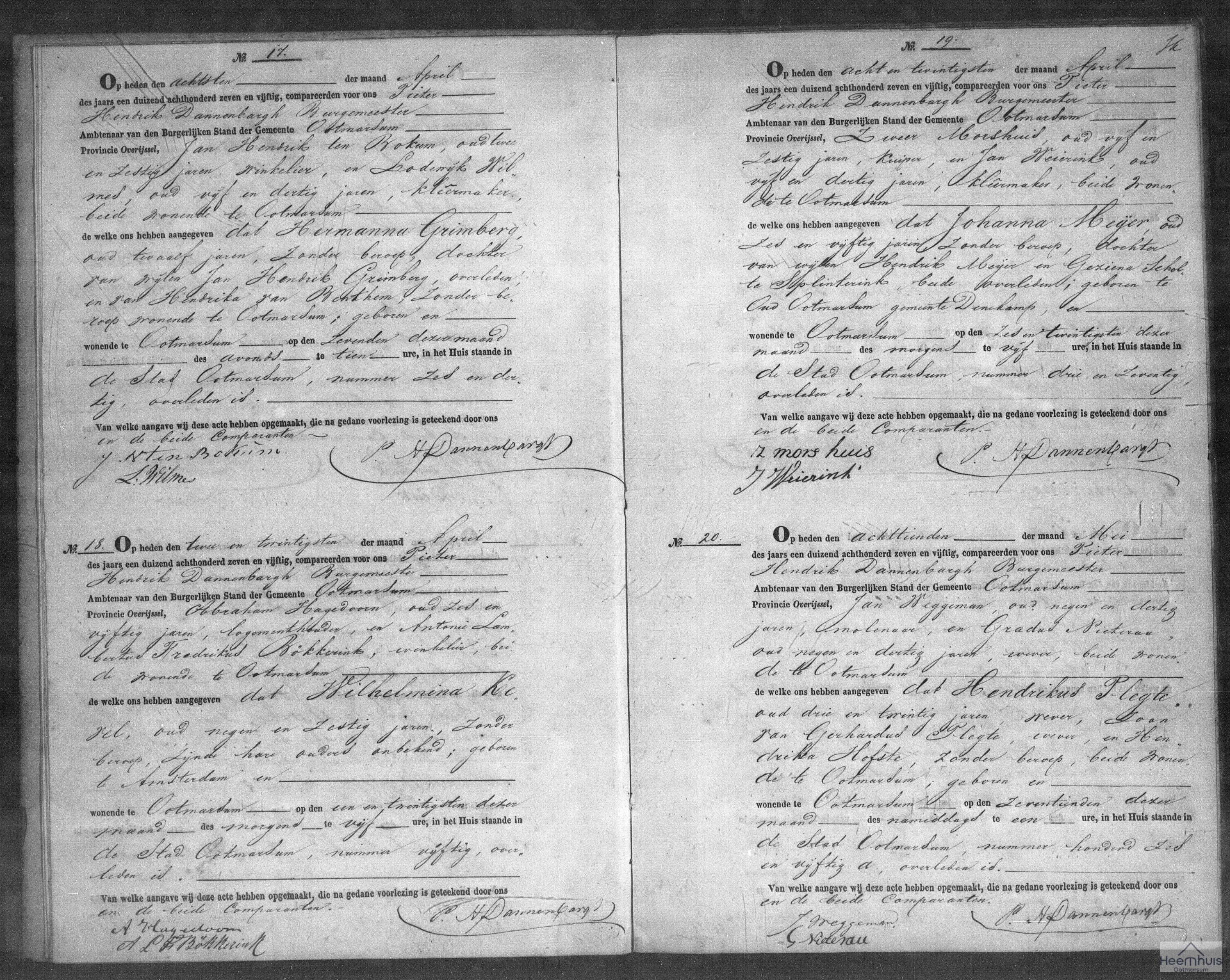 Overlijdensakte van Wilhelmina Kevel