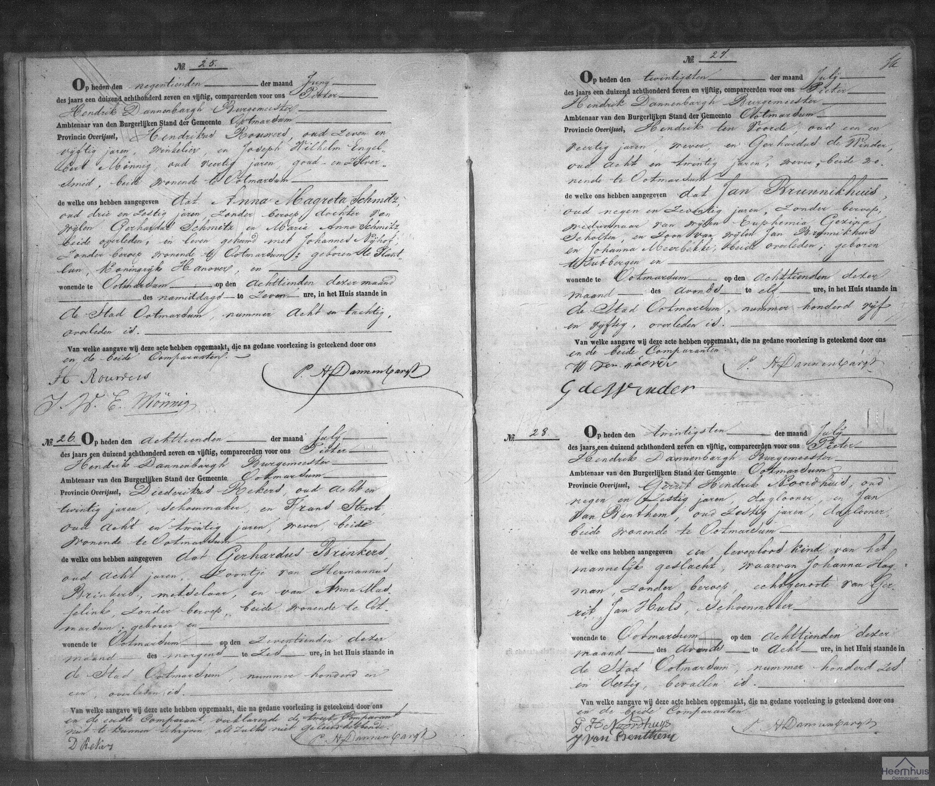 Overlijdensakte van Jan Brunnikhuis