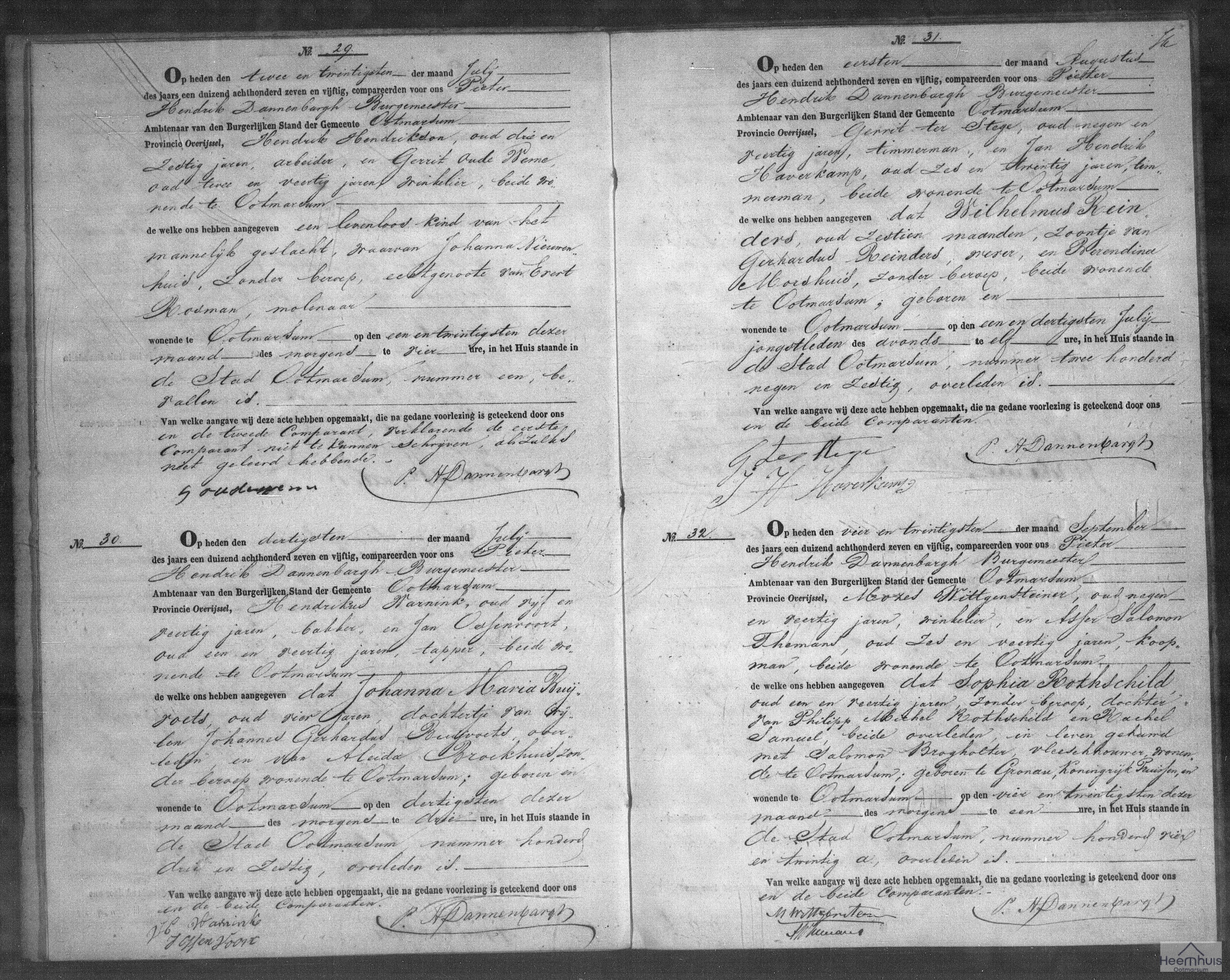 Overlijdensakte van levenloos geboren kind Rosman