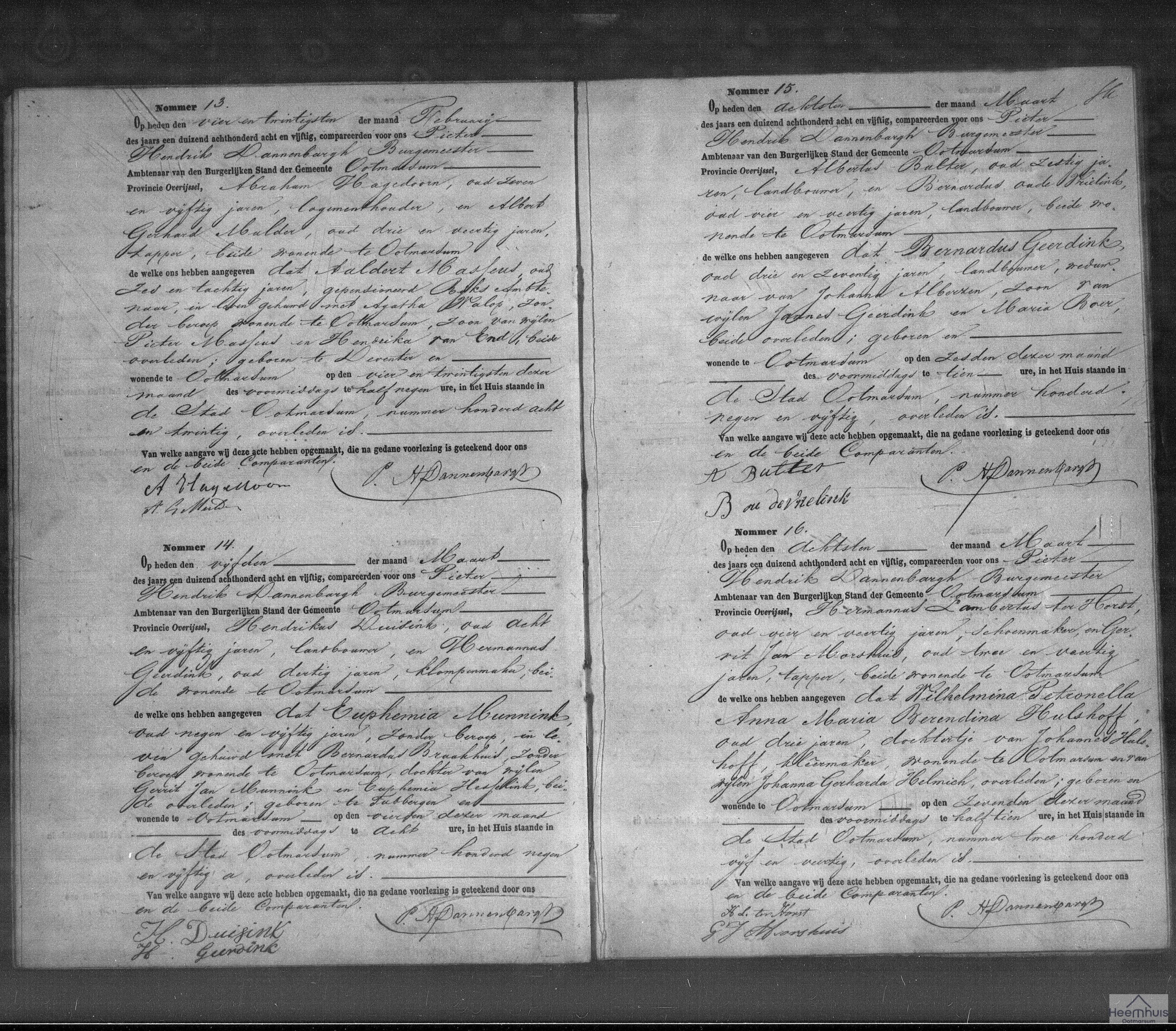 Overlijdensakte van Wilhelmina Petronella Anna Maria Berendina Hulshoff
