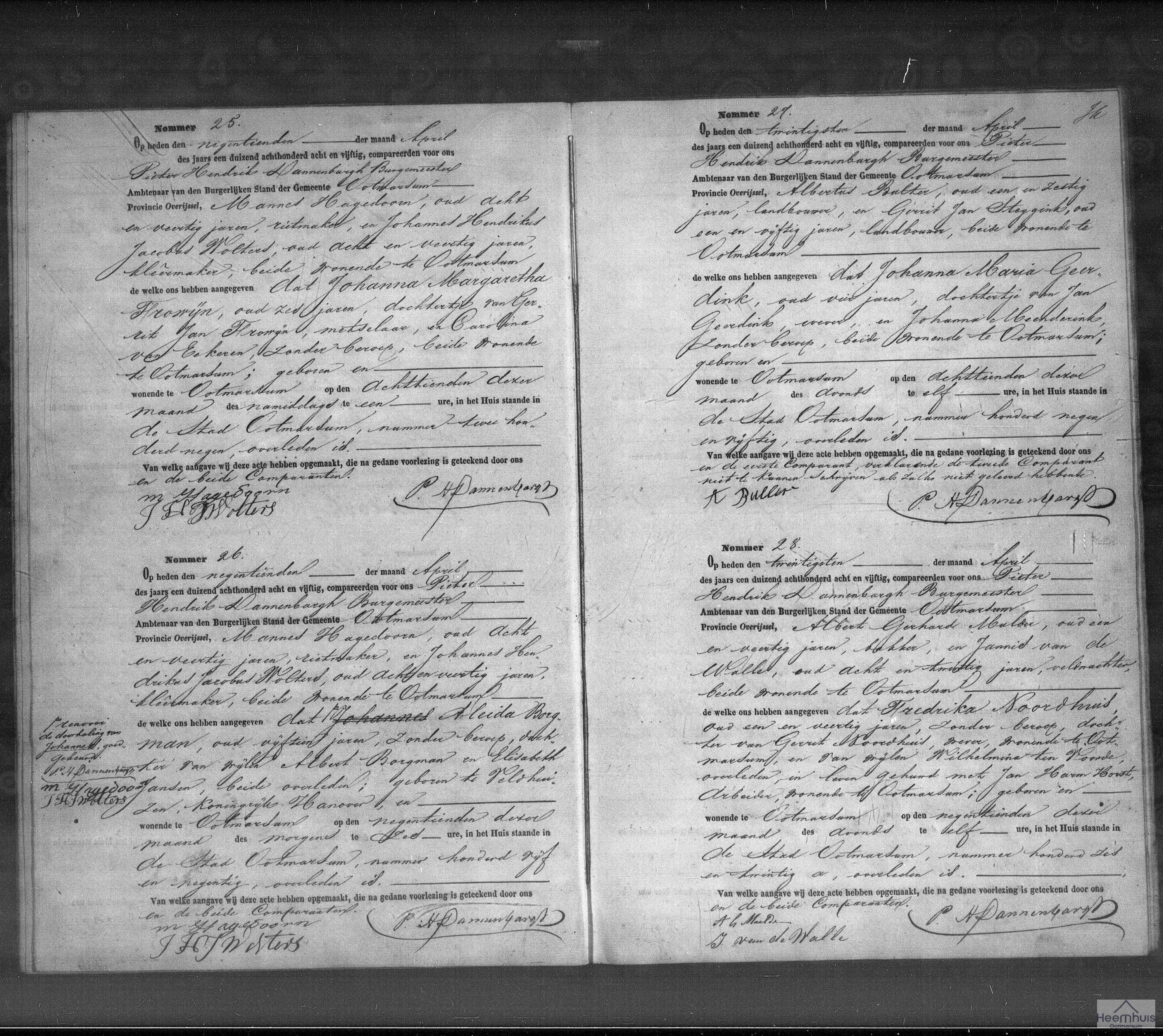 Overlijdensakte van Johanna Margaretha Frowijn Overlijdensakte van Johanna Margaretha Frowijn