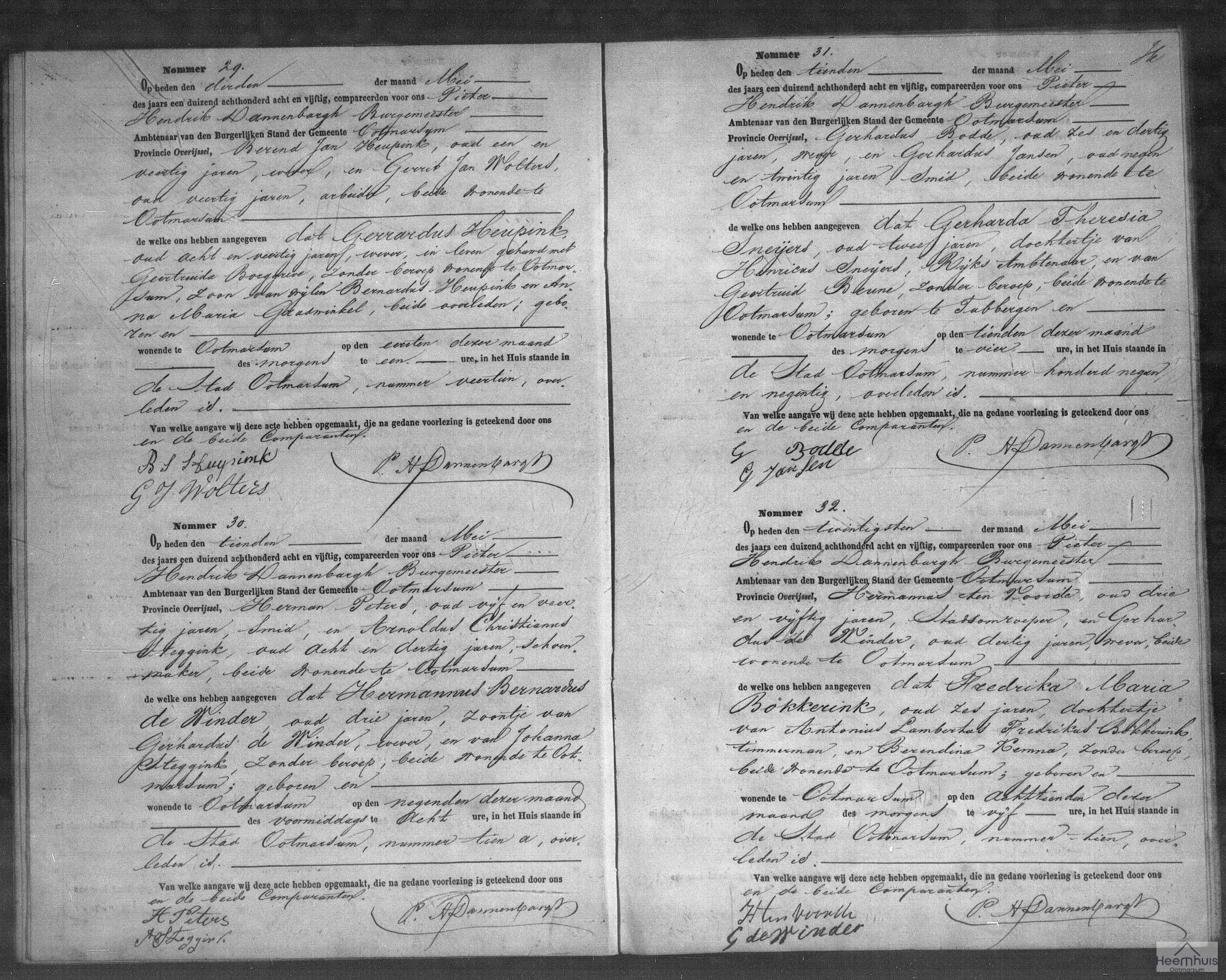 Overlijdensakte van Hermannus Bernardus de Winder Overlijdensakte van Hermannus Bernardus de Winder