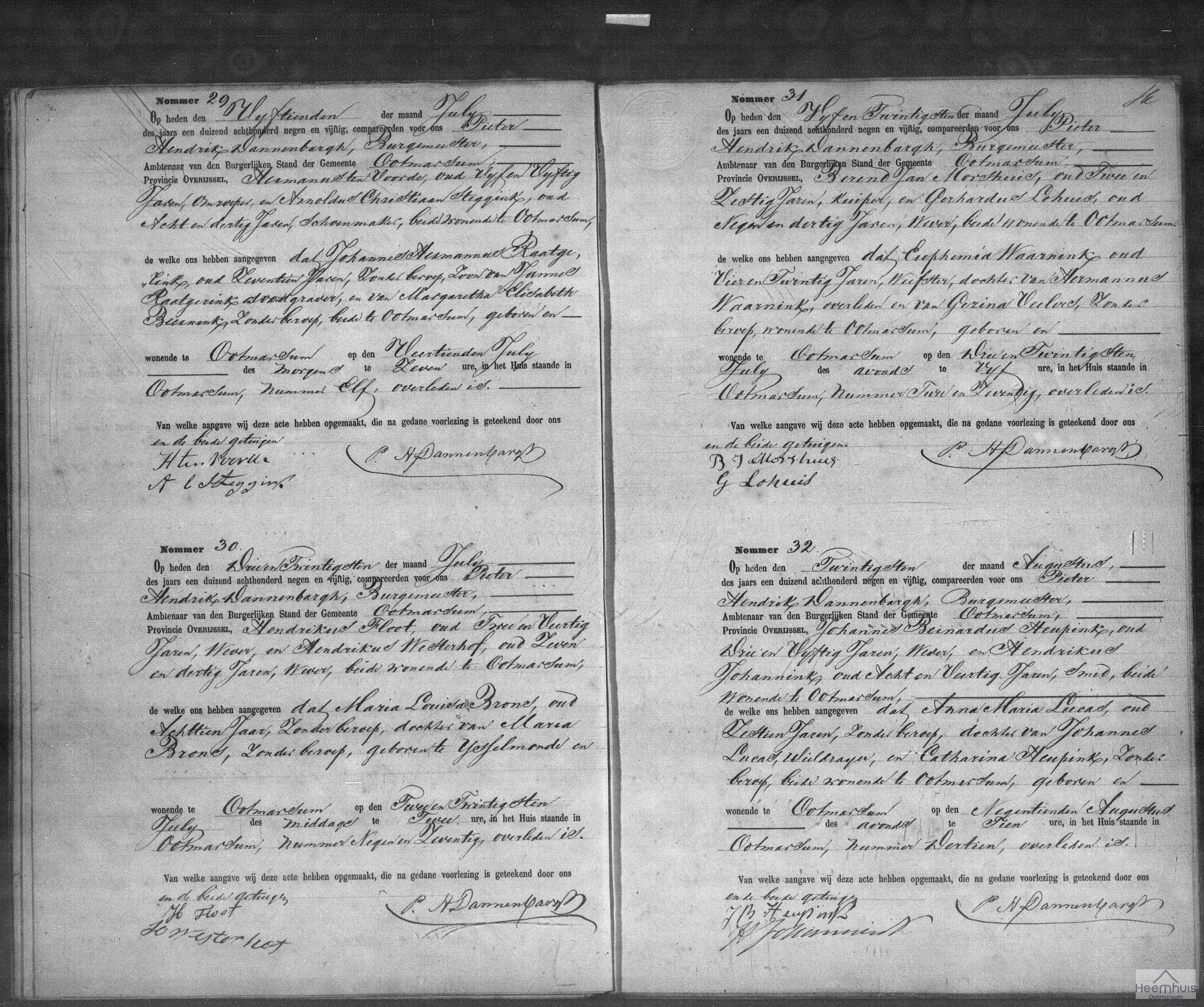 Overlijdensakte van Maria Louisa Brons