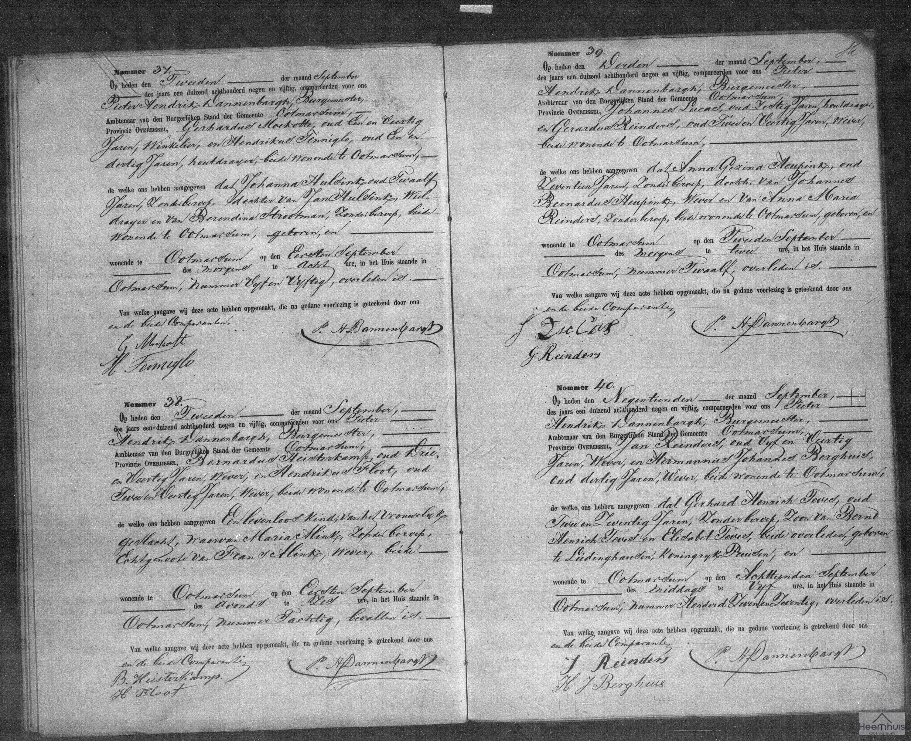 Overlijdensakte van Gerhard Henrich Teves