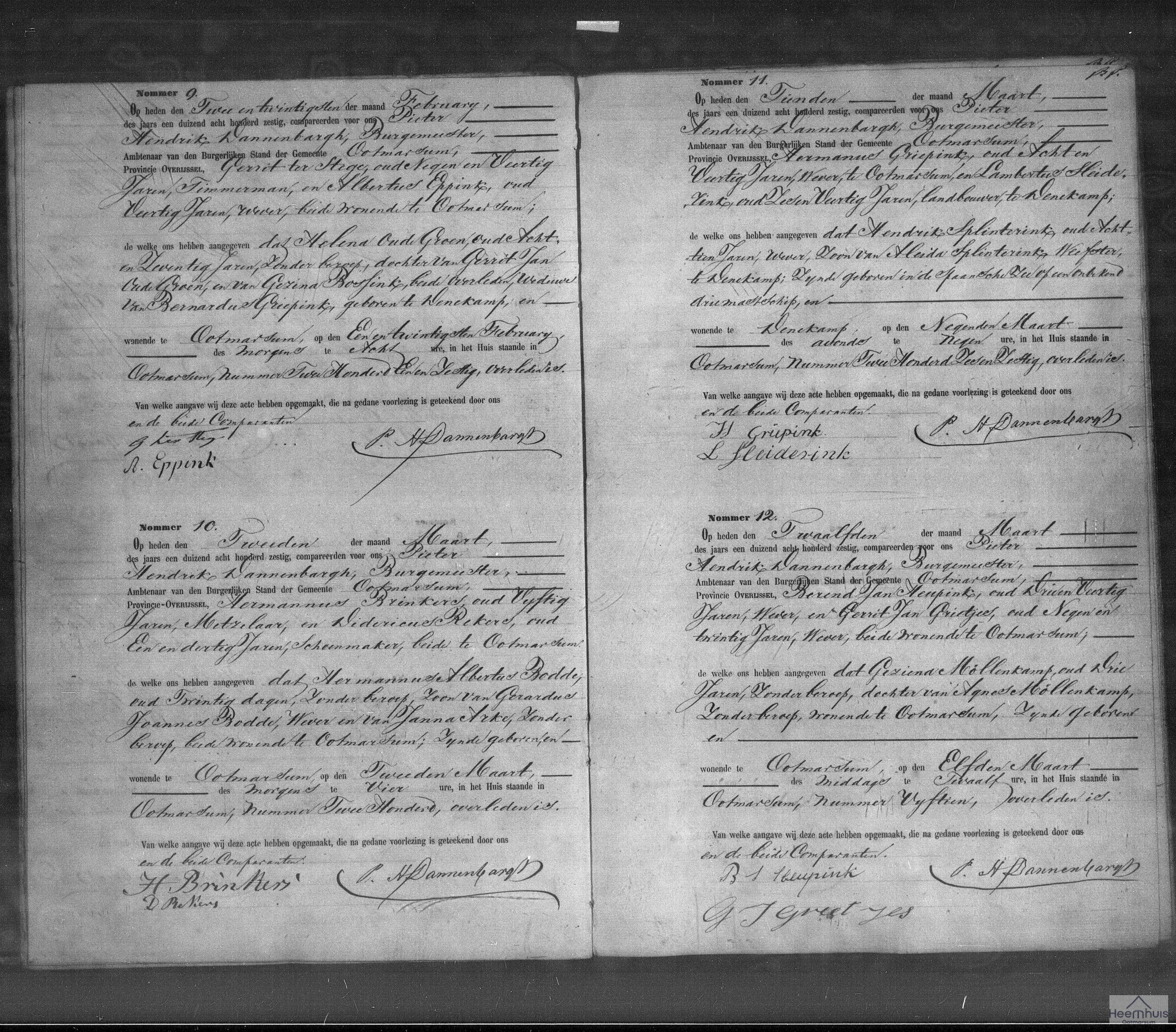 Overlijdensakte van Hendrik Splinterink