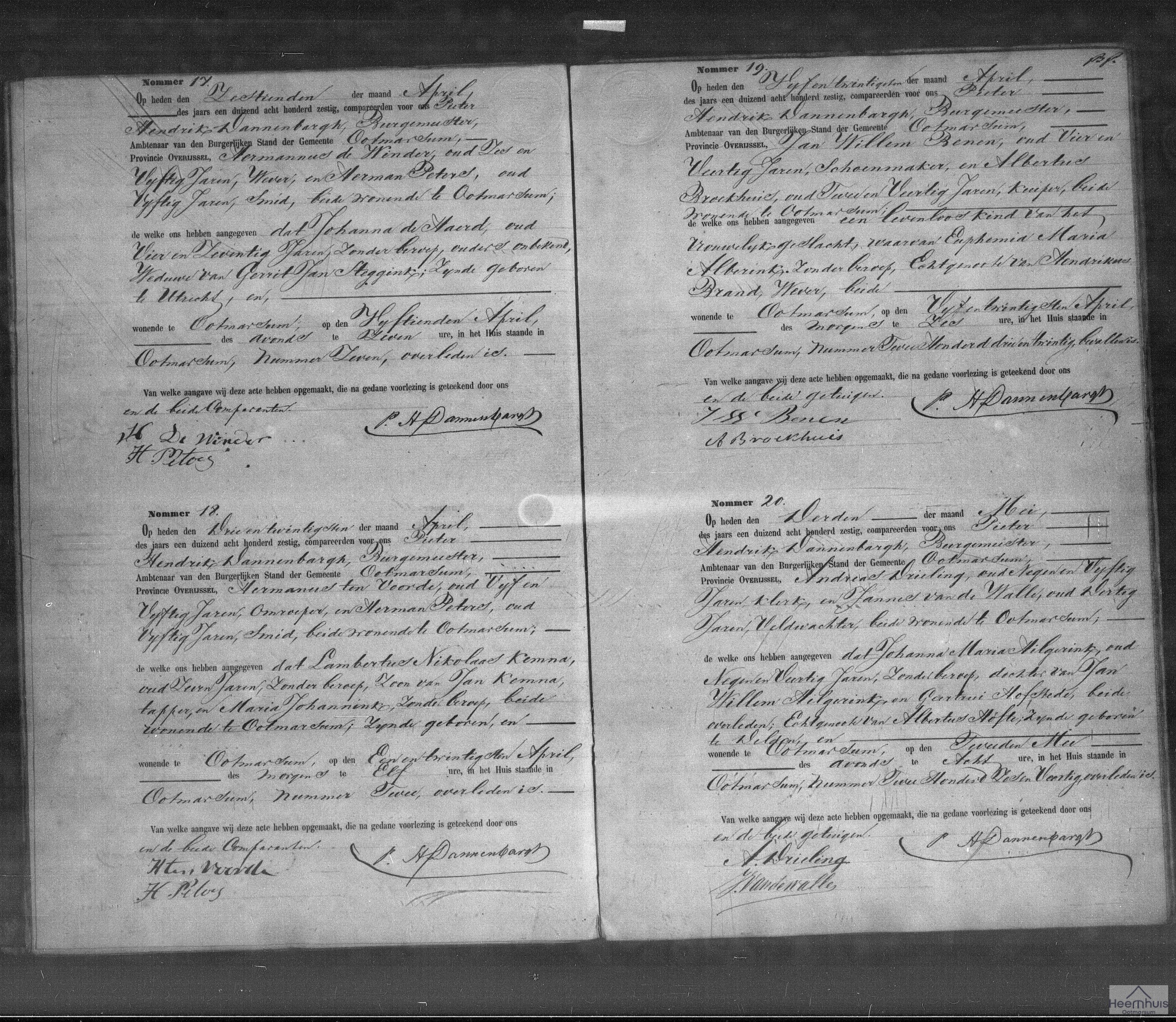 Overlijdensakte van Johanna Maria Hilgerink