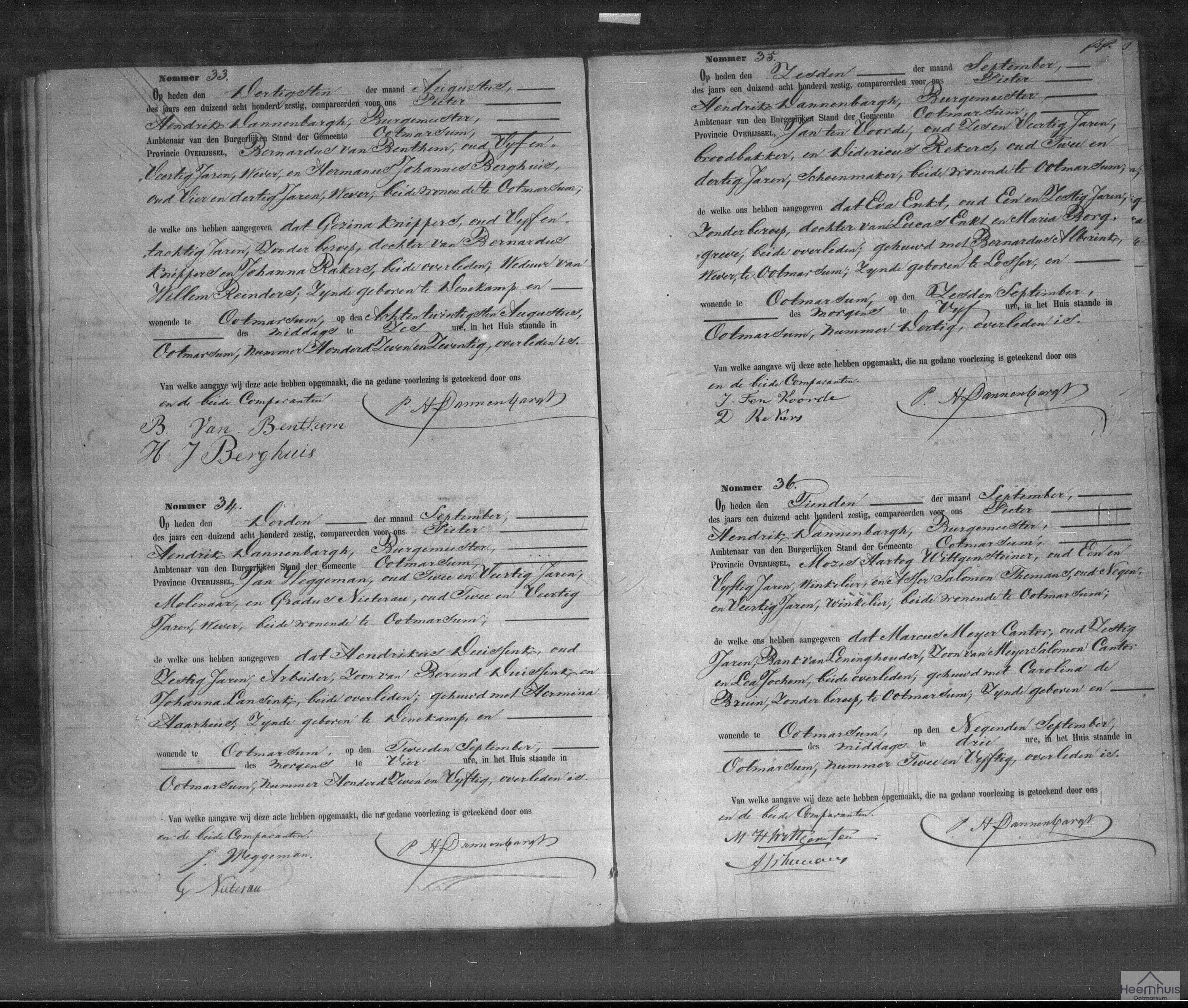 Overlijdensakte van Hendrikus Duissink
