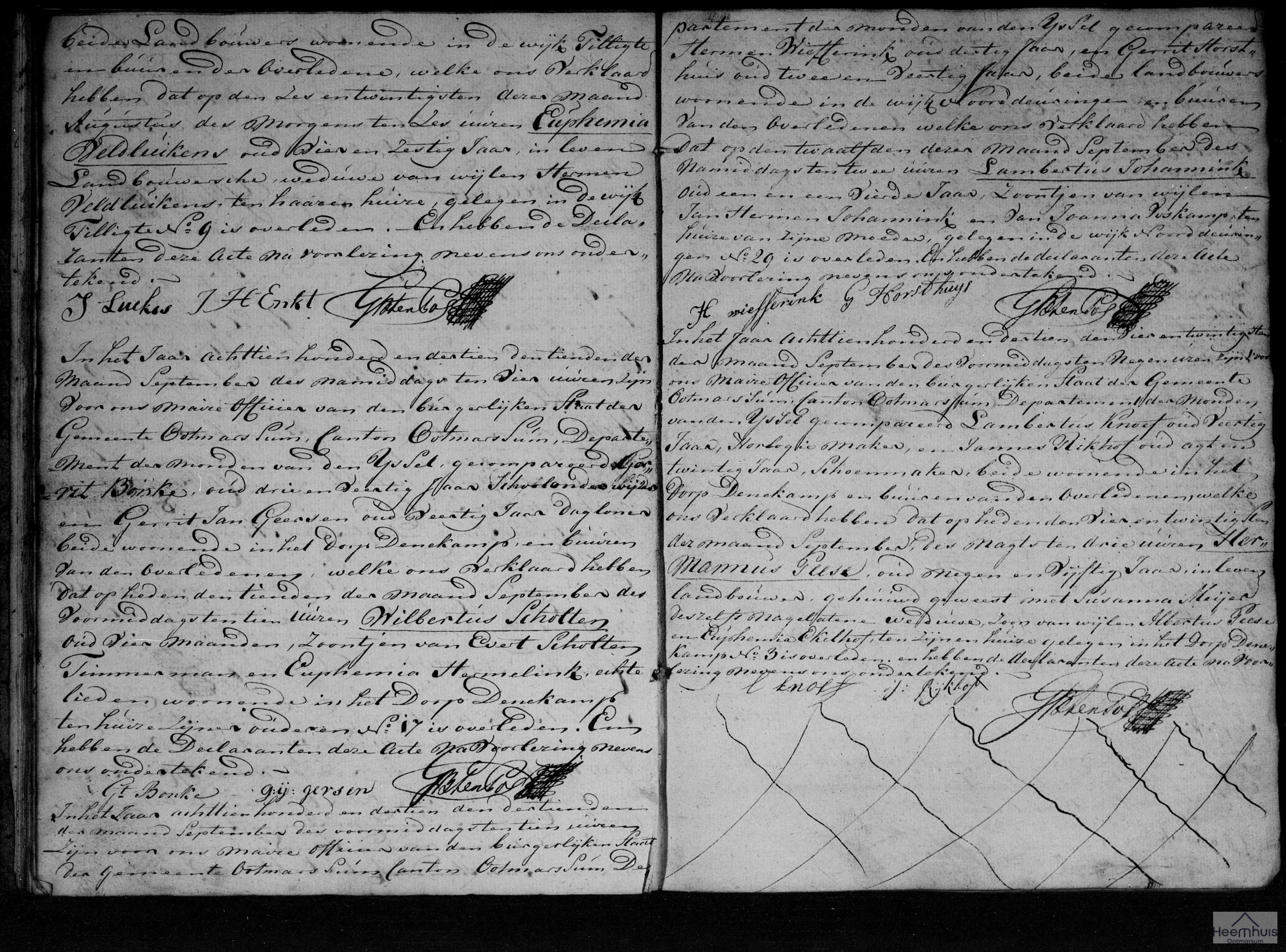 Overlijdensakte van Lambertus Johannink