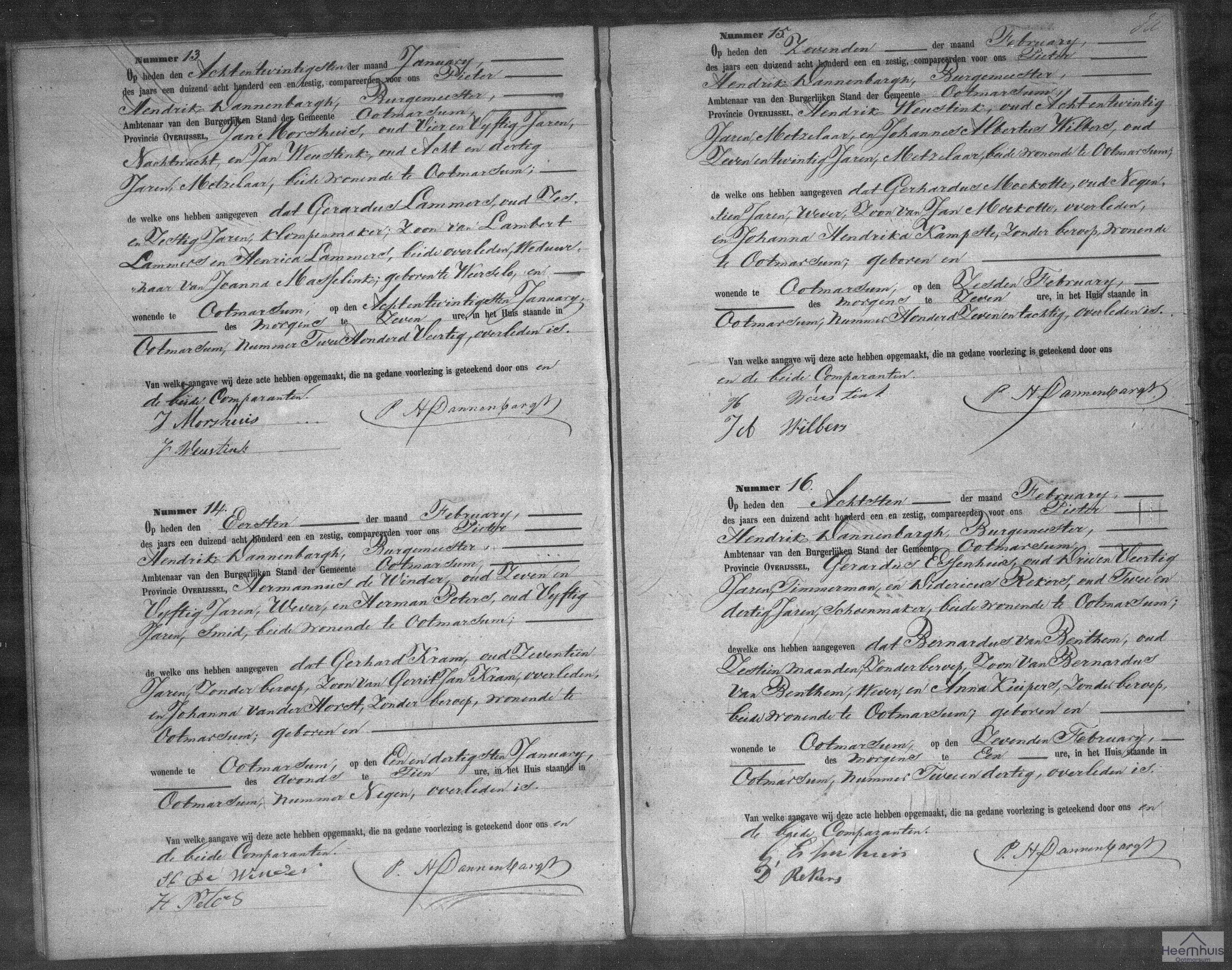 Overlijdensakte van Bernardus van Benthem