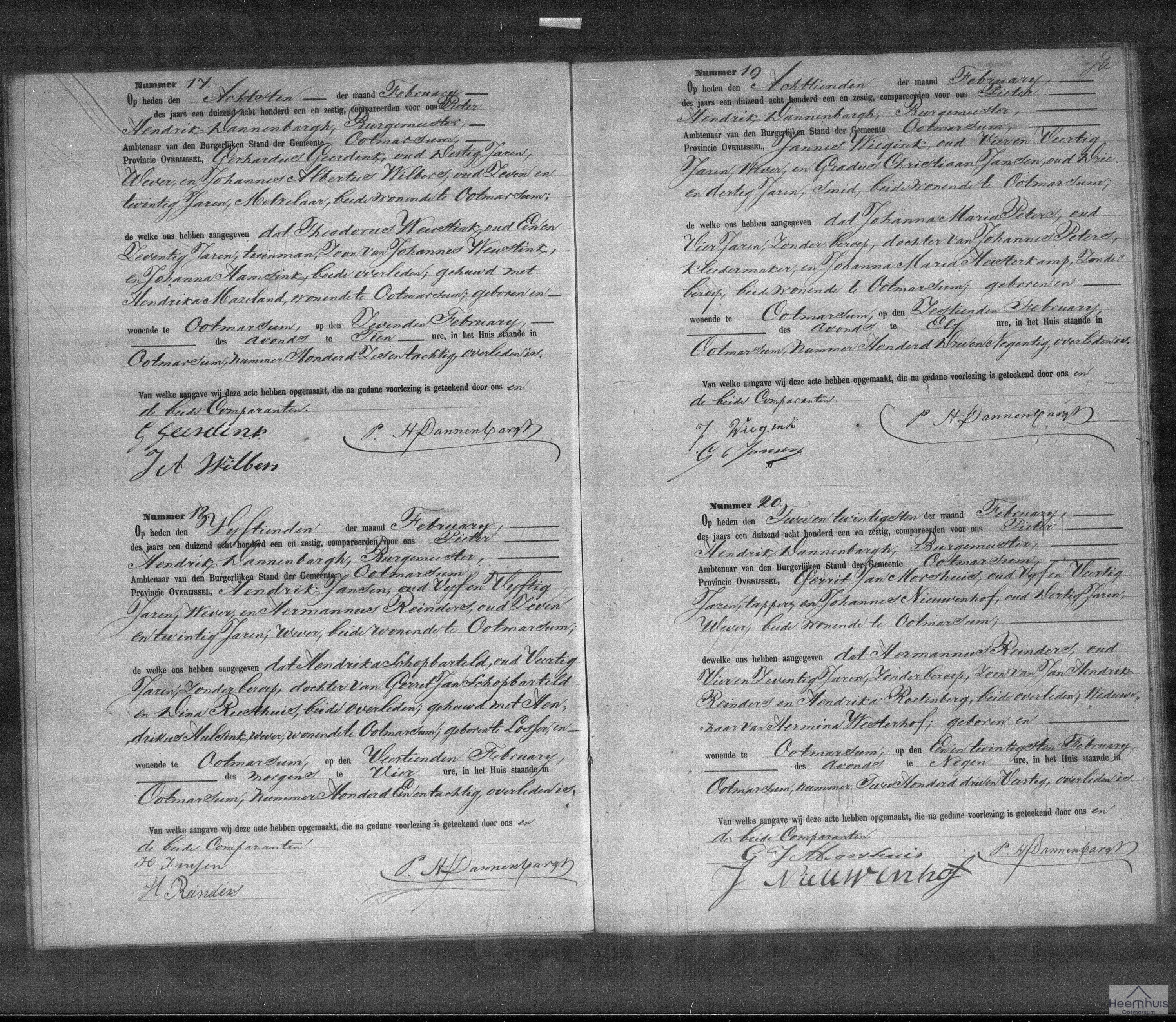 Overlijdensakte van Hermannus Reinders