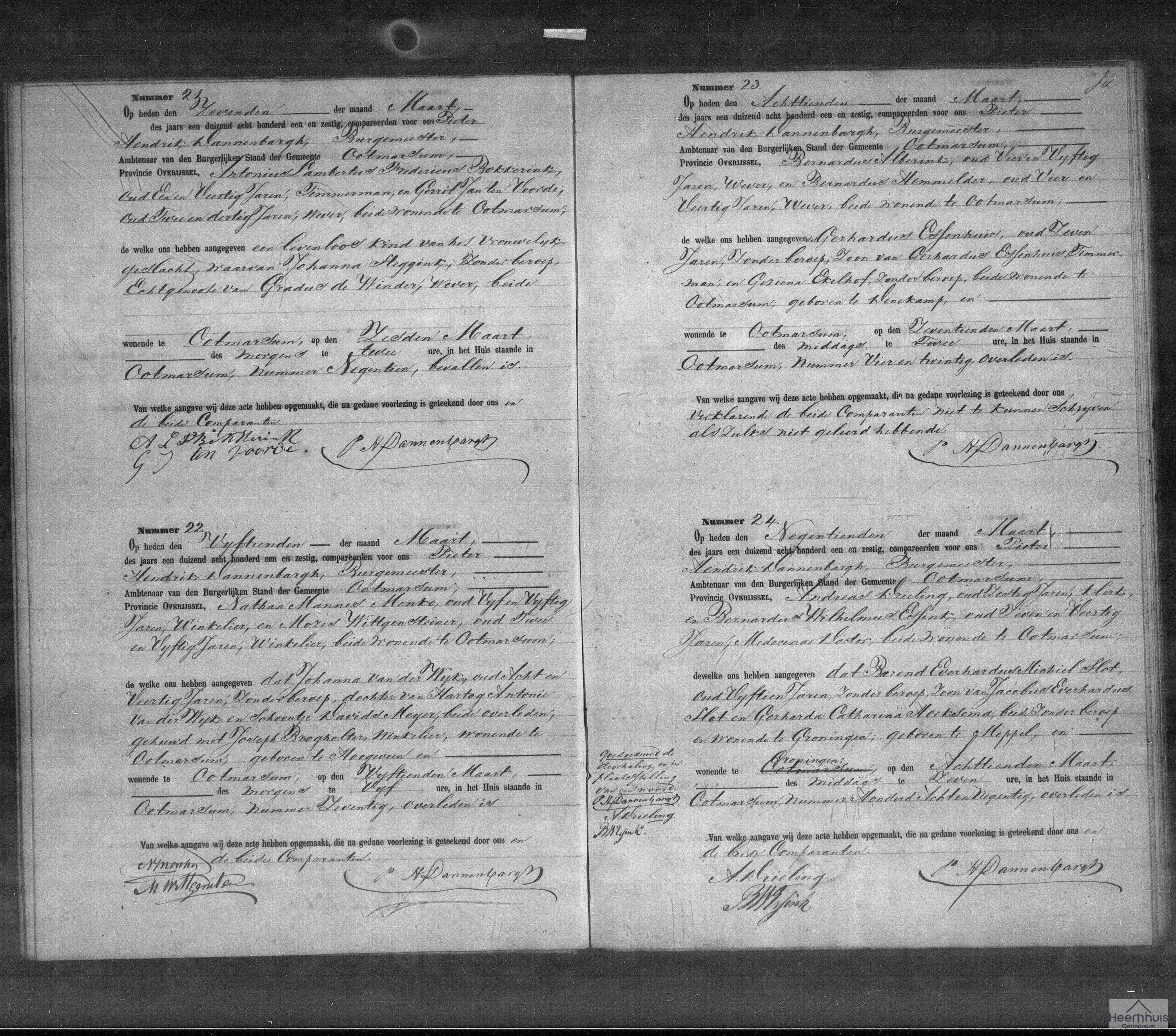Overlijdensakte van Barend Everhardus Michiel Slot