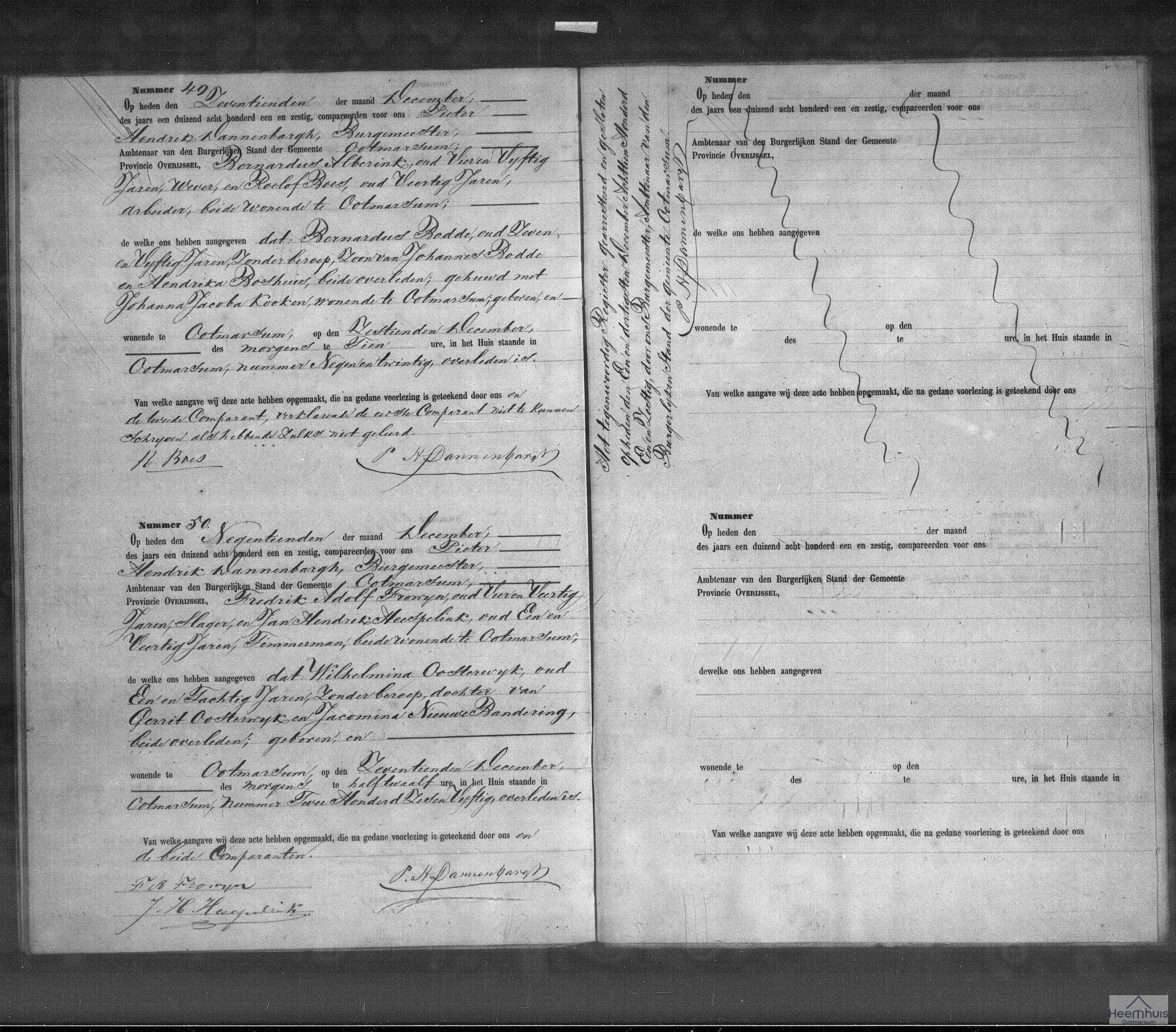 Overlijdensakte van Wilhelmina Oosterwijk