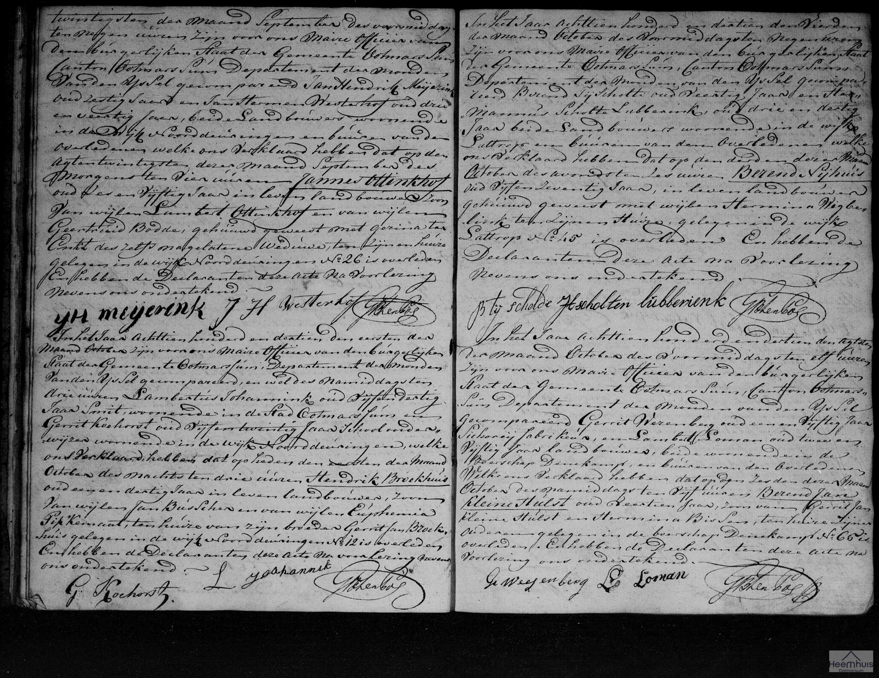 Overlijdensakte van Jannes Ottinkhof