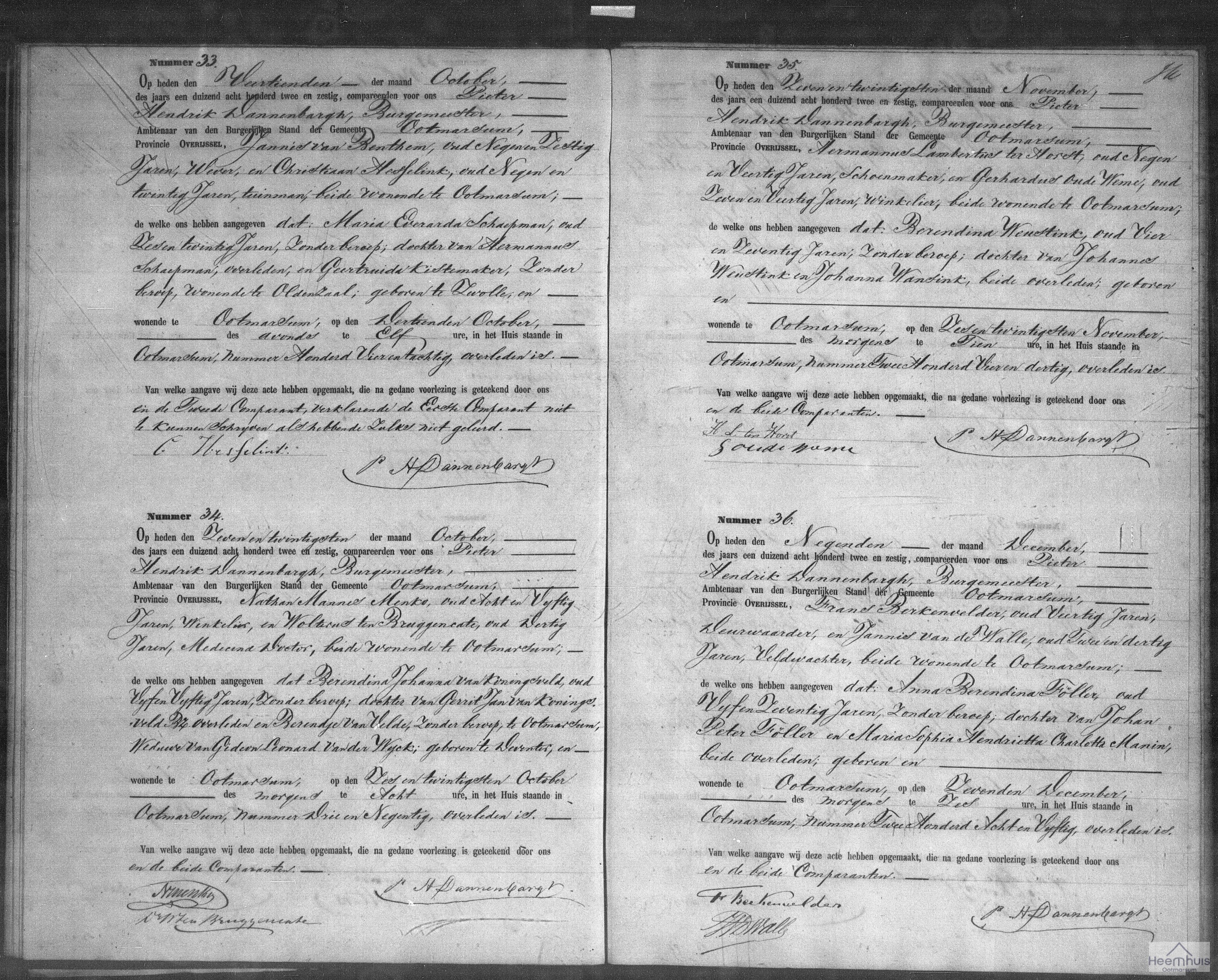 Overlijdensakte van Berendina Weustink Overlijdensakte van Berendina Weustink