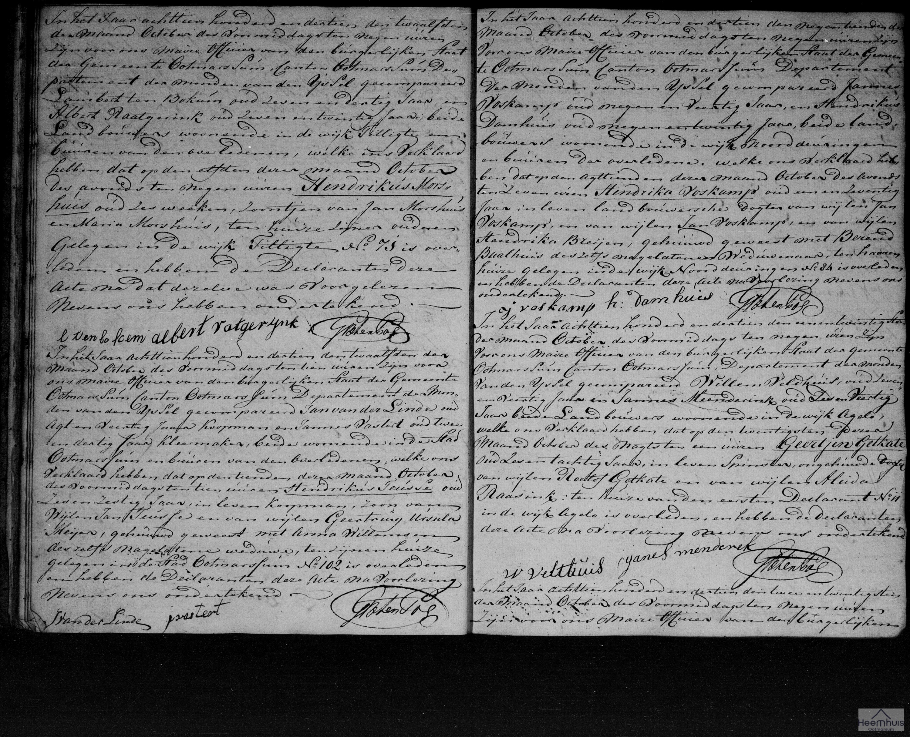 Overlijdensakte van Hendrikus Morshuis Overlijdensakte van Hendrikus Morshuis