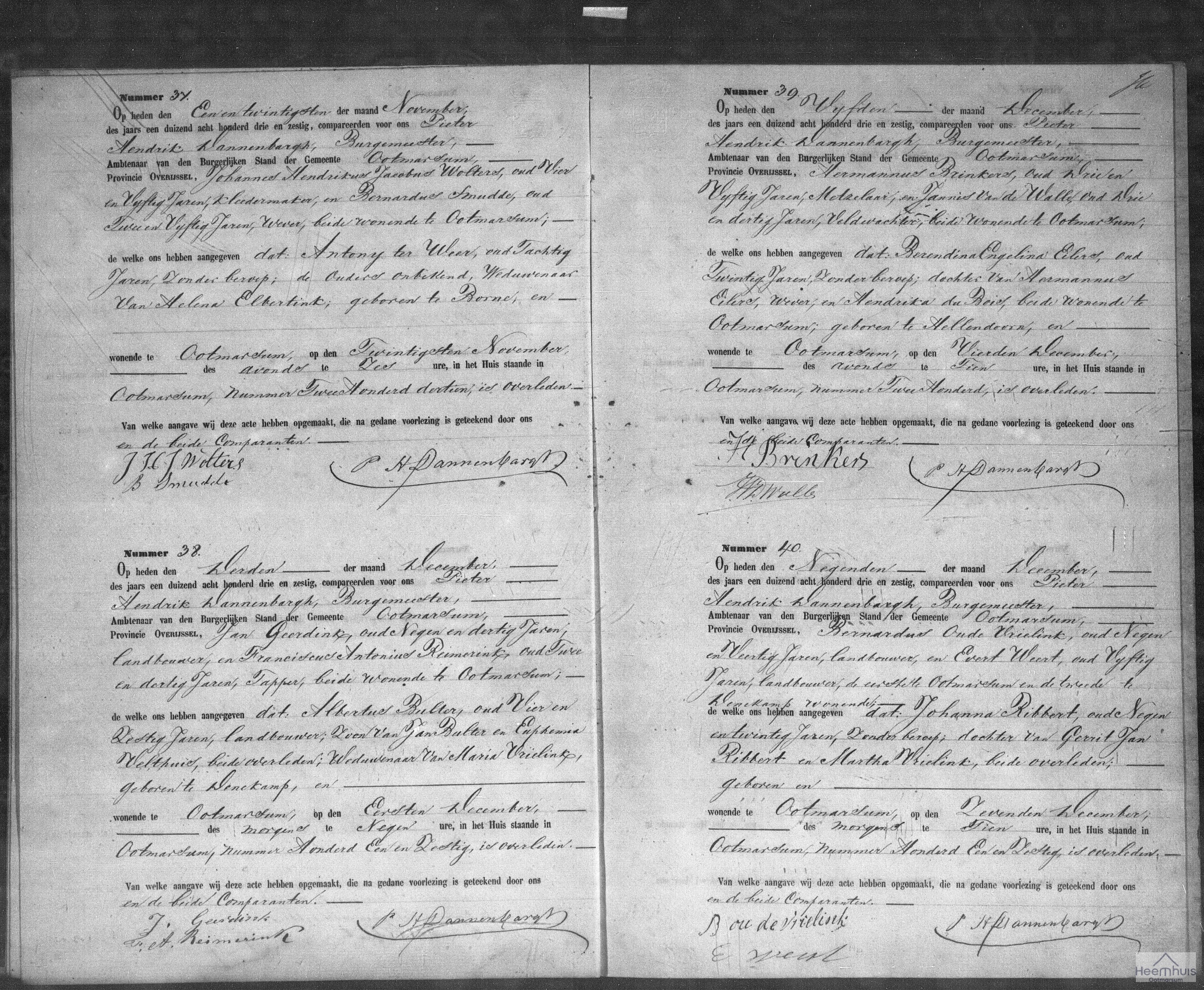 Overlijdensakte van Albertus Bulter