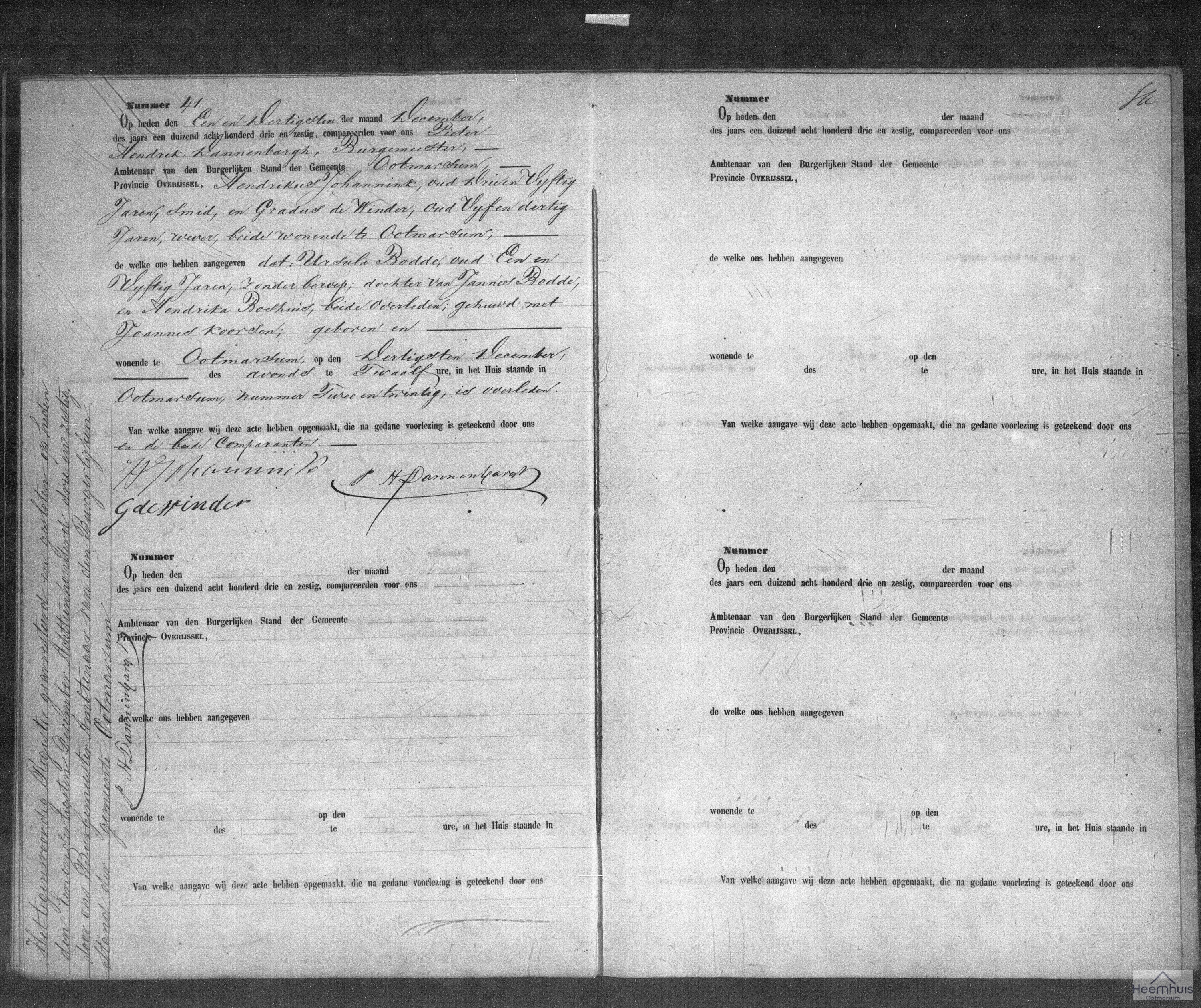 Overlijdensakte van Ursula Bodde