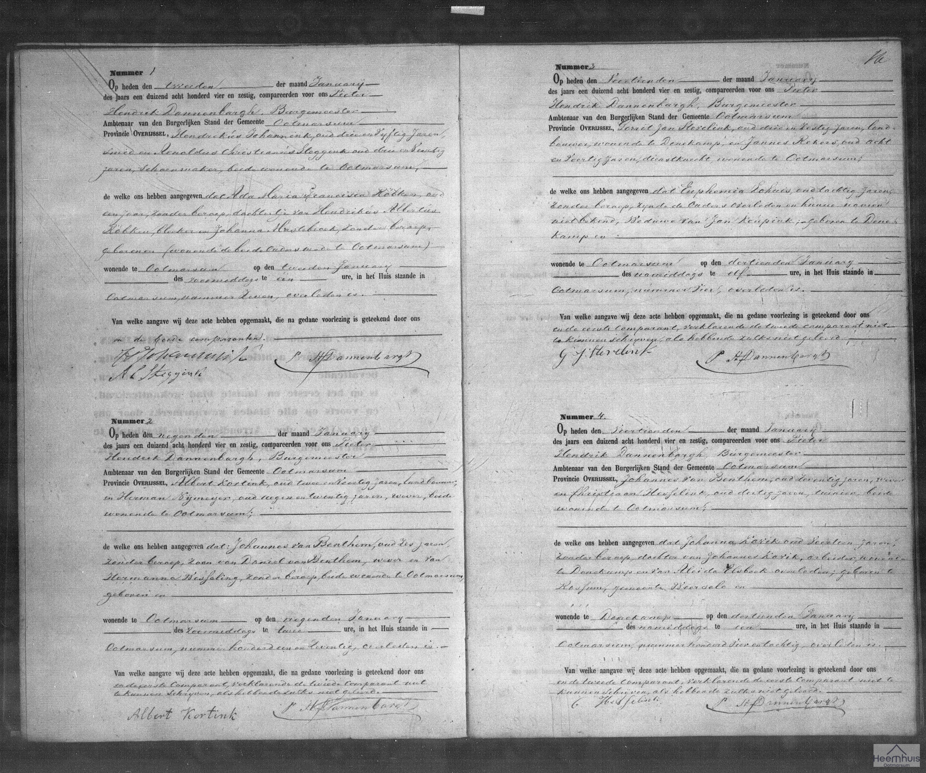 Overlijdensakte van Johannes van Benthem Overlijdensakte van Johannes van Benthem