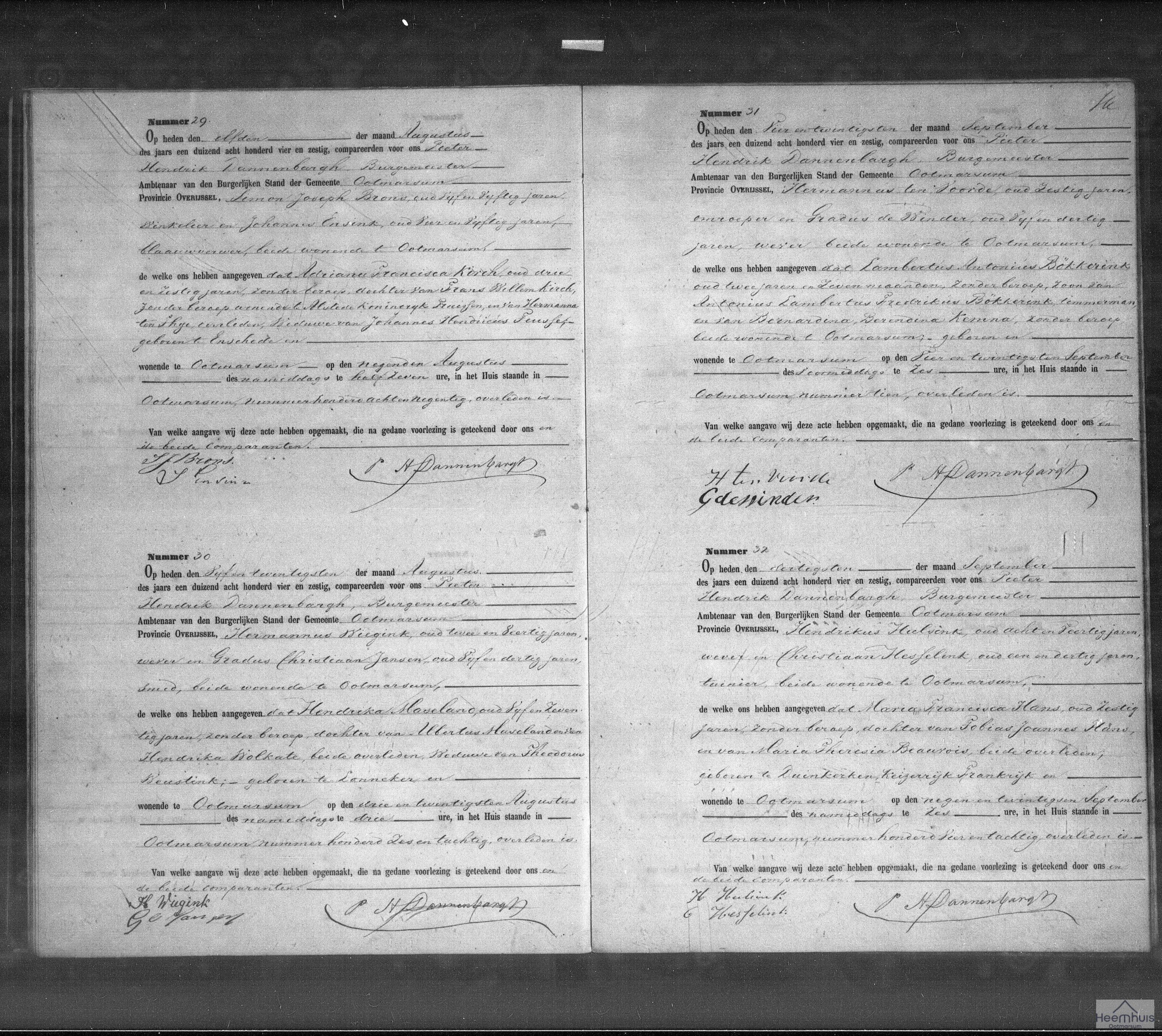 Overlijdensakte van Lambertus Antonius Bökkerink