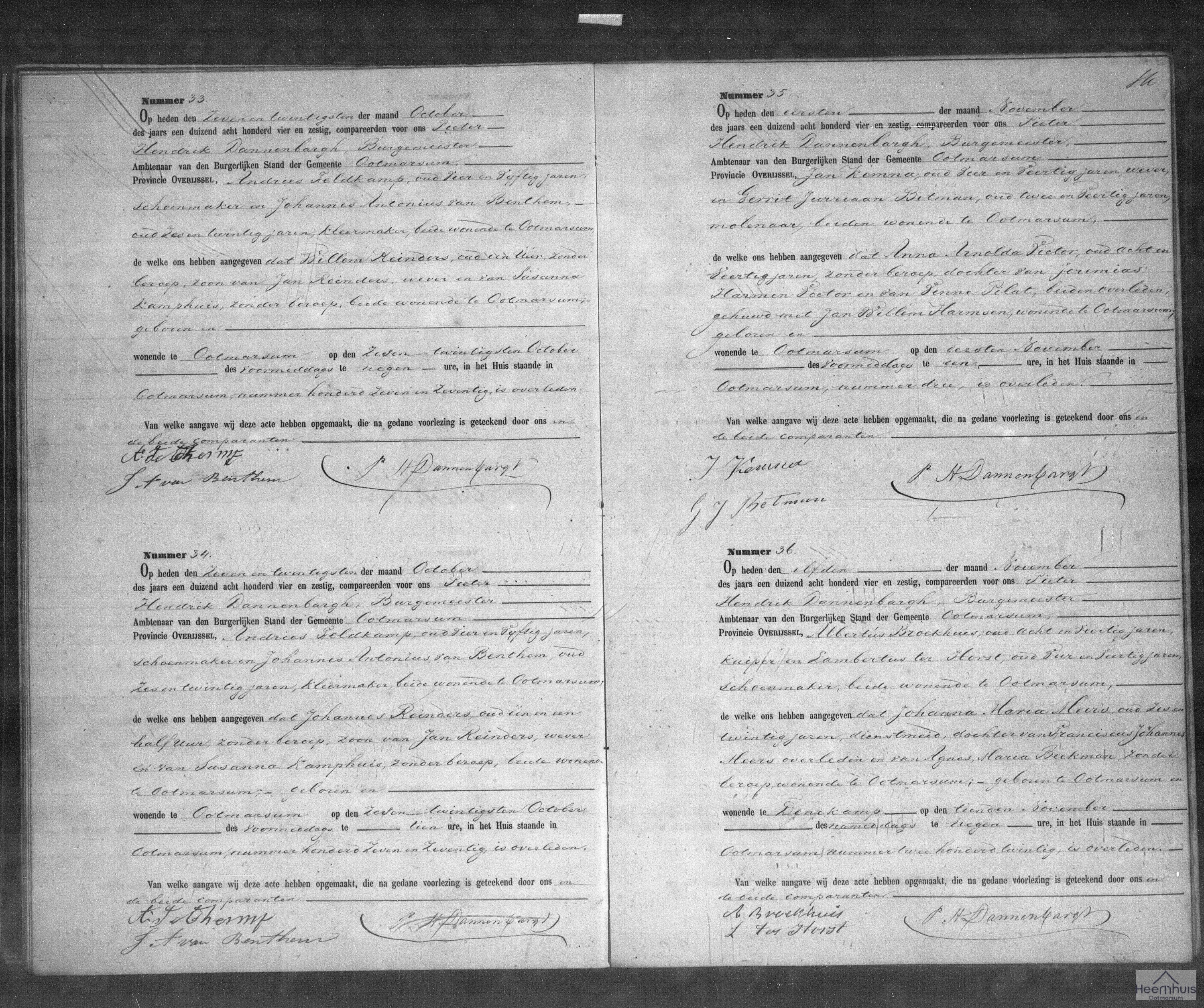 Overlijdensakte van Willem Reinders Overlijdensakte van Willem Reinders