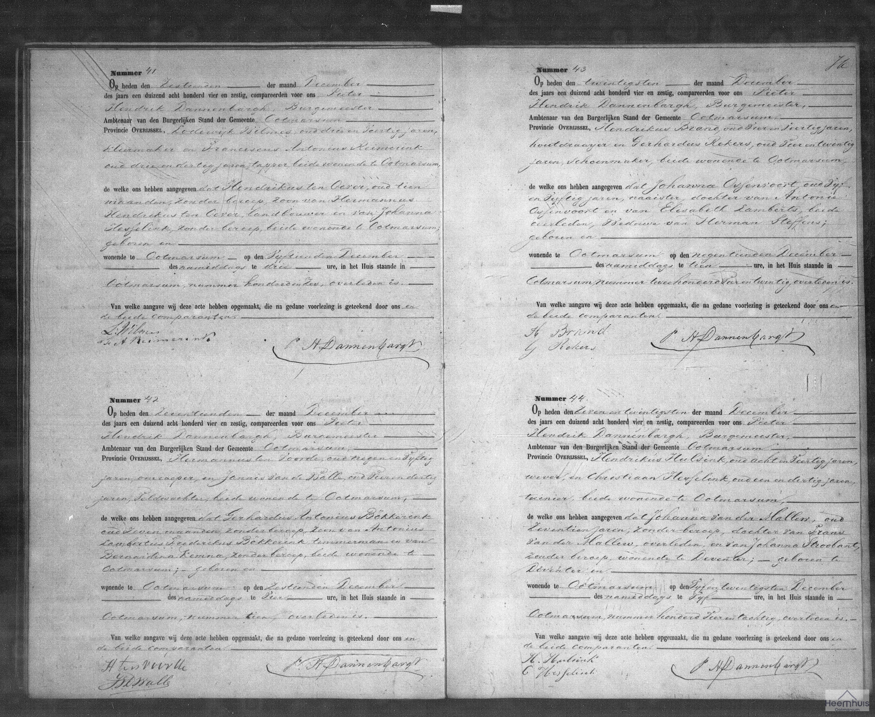 Overlijdensakte van Gerhardus Antonius Bökkerink