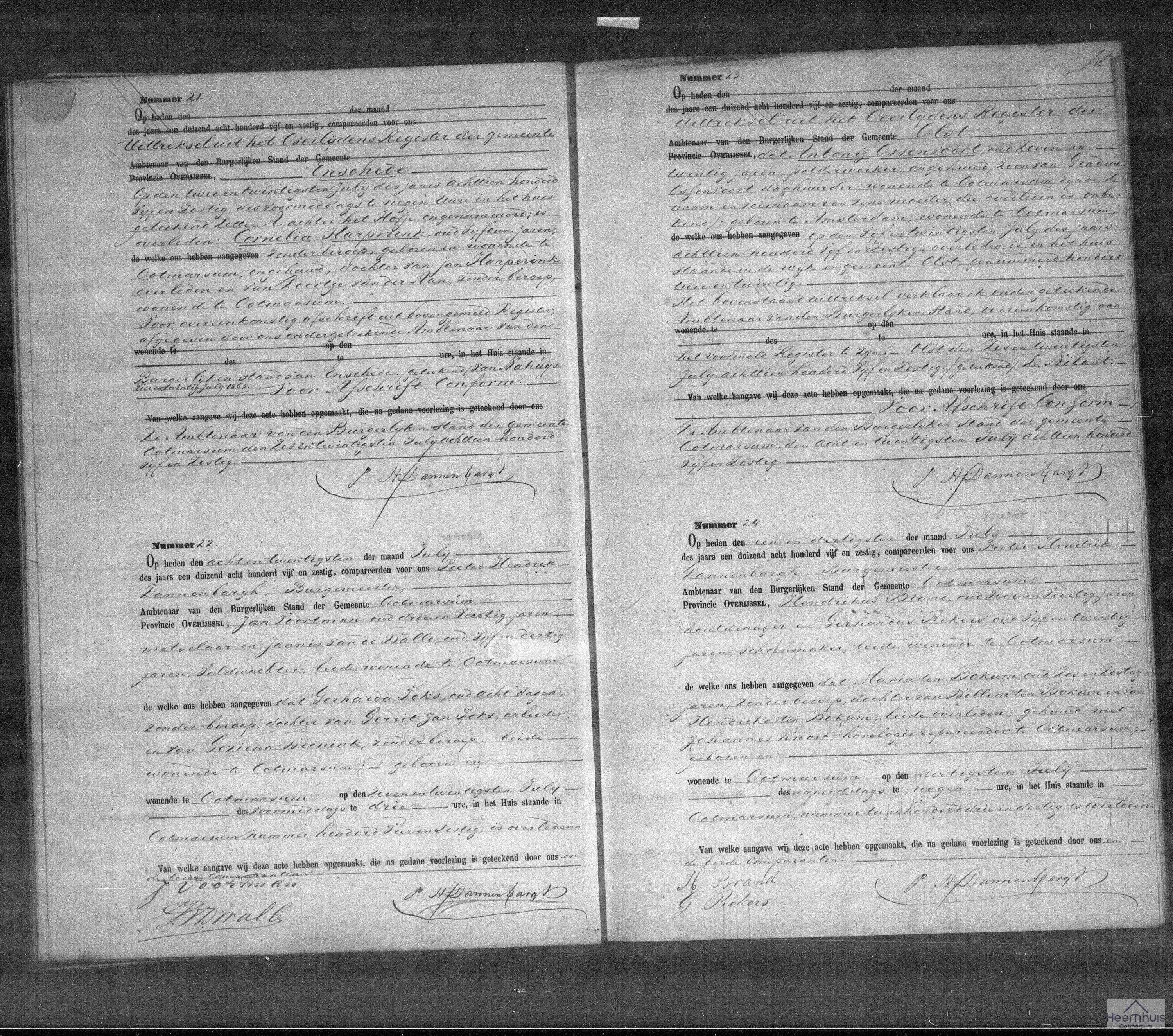 Overlijdensakte van Maria ten Bokum