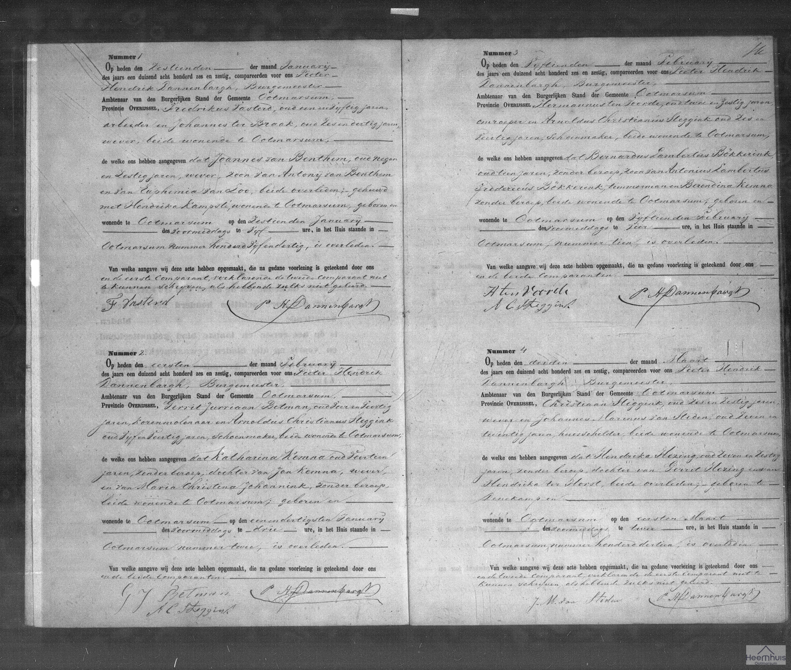 Overlijdensakte van Bernardus Lambertus Bökkerink