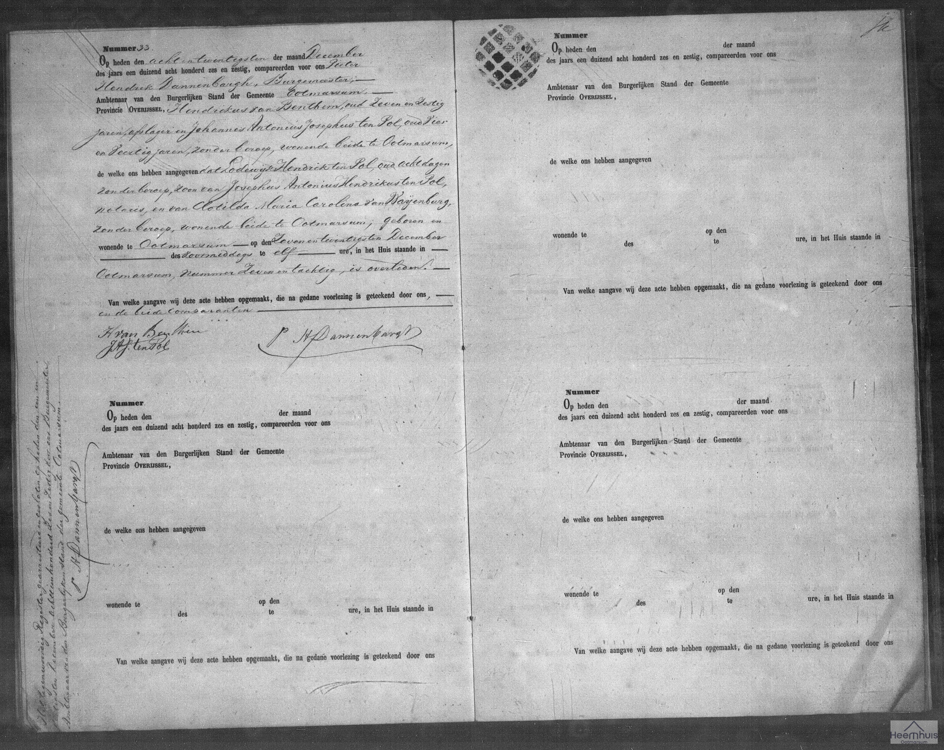 Overlijdensakte van Lodewijk Hendrik ten Pol