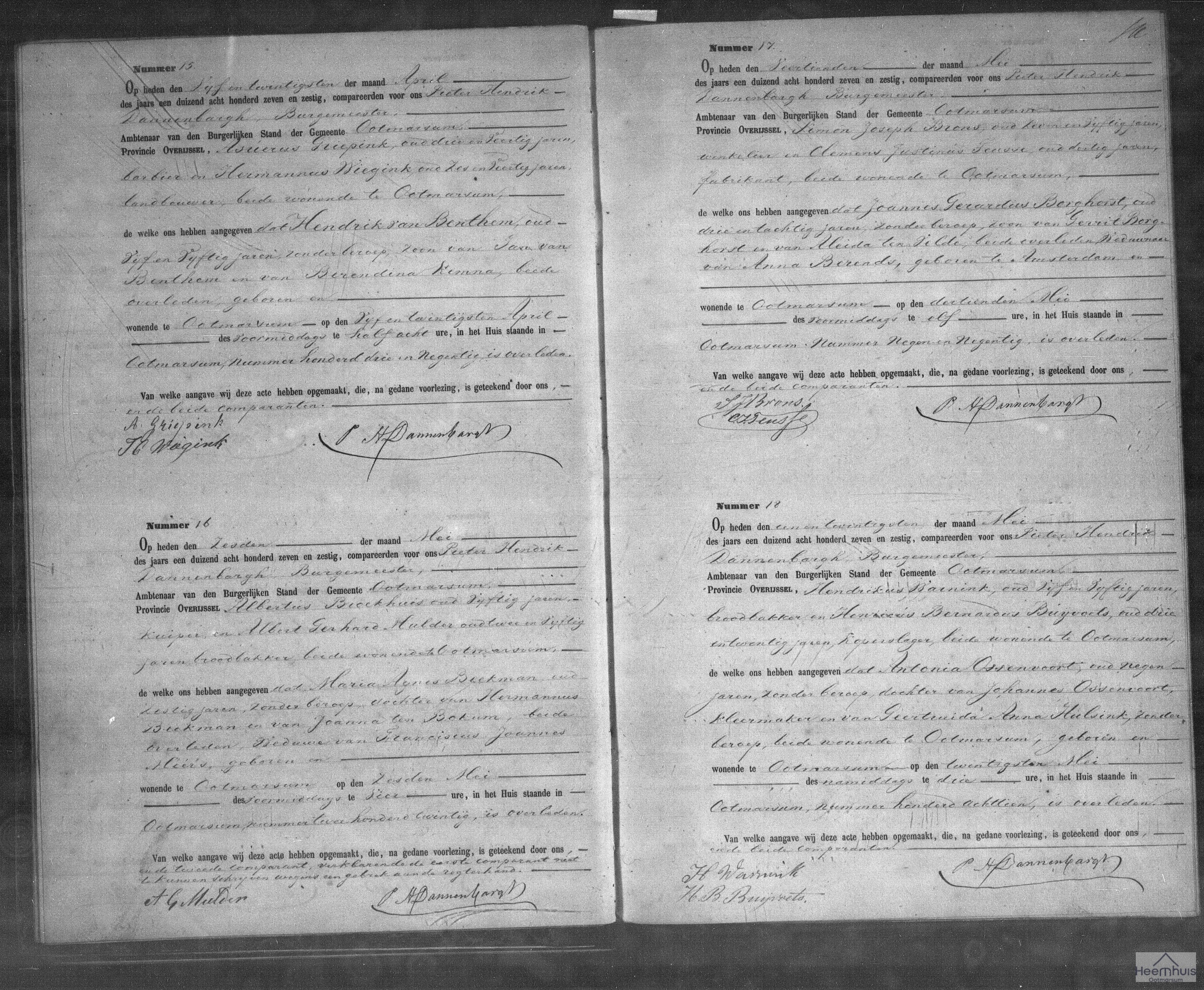 Overlijdensakte van Hendrik van Benthem