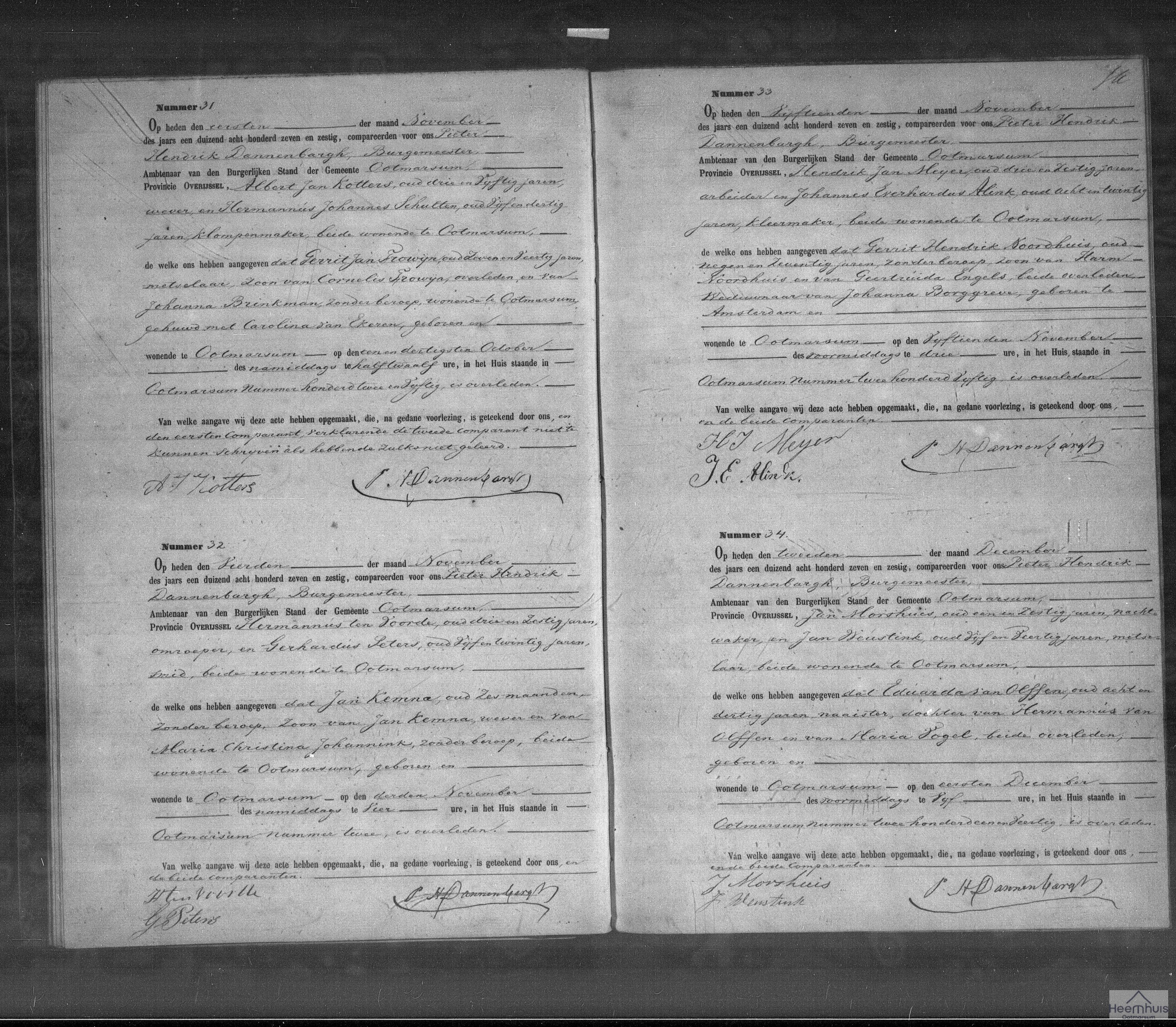 Overlijdensakte van Gerrit Jan Frowijn