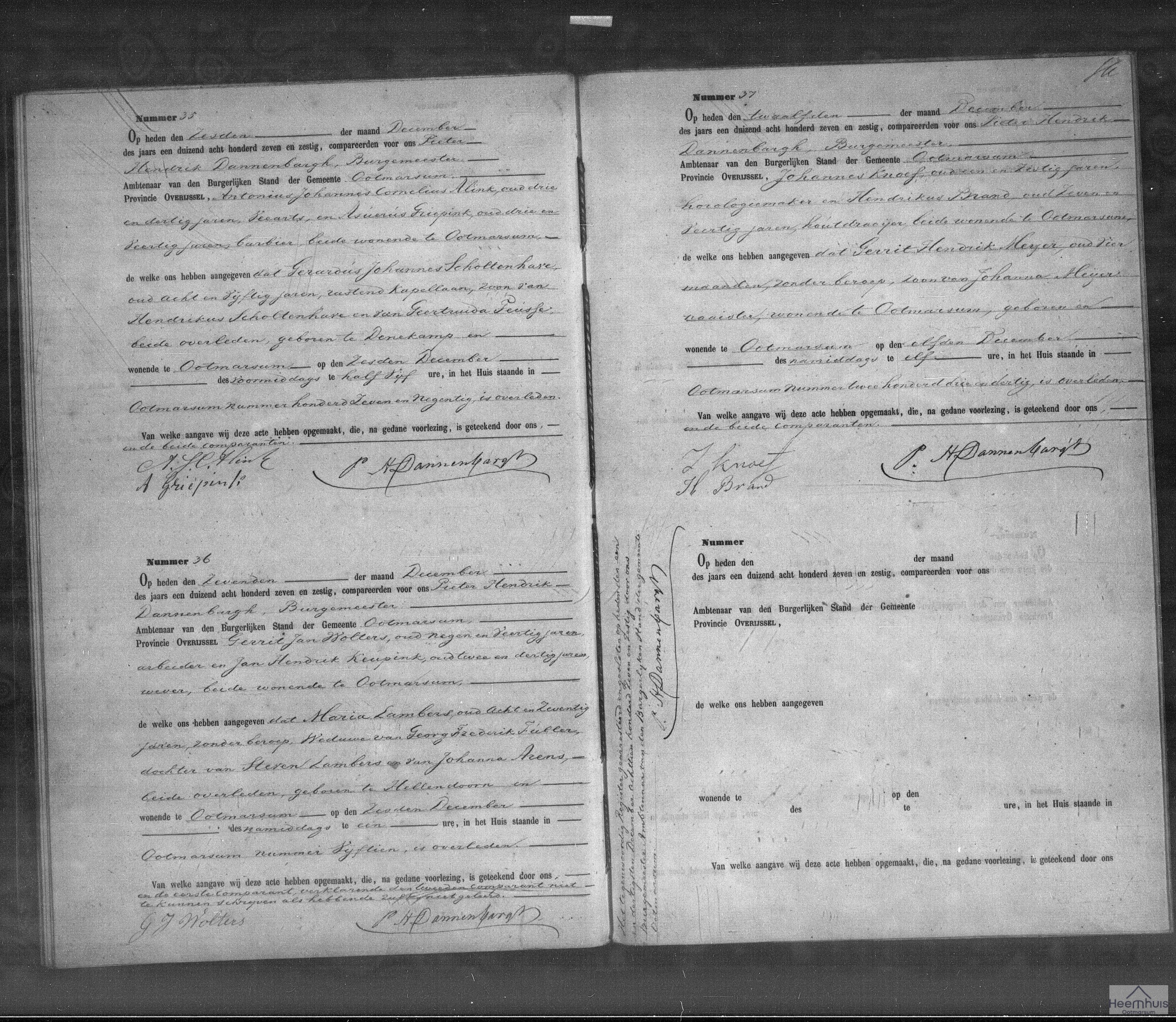 Overlijdensakte van Gerrit Hendrik Meijer