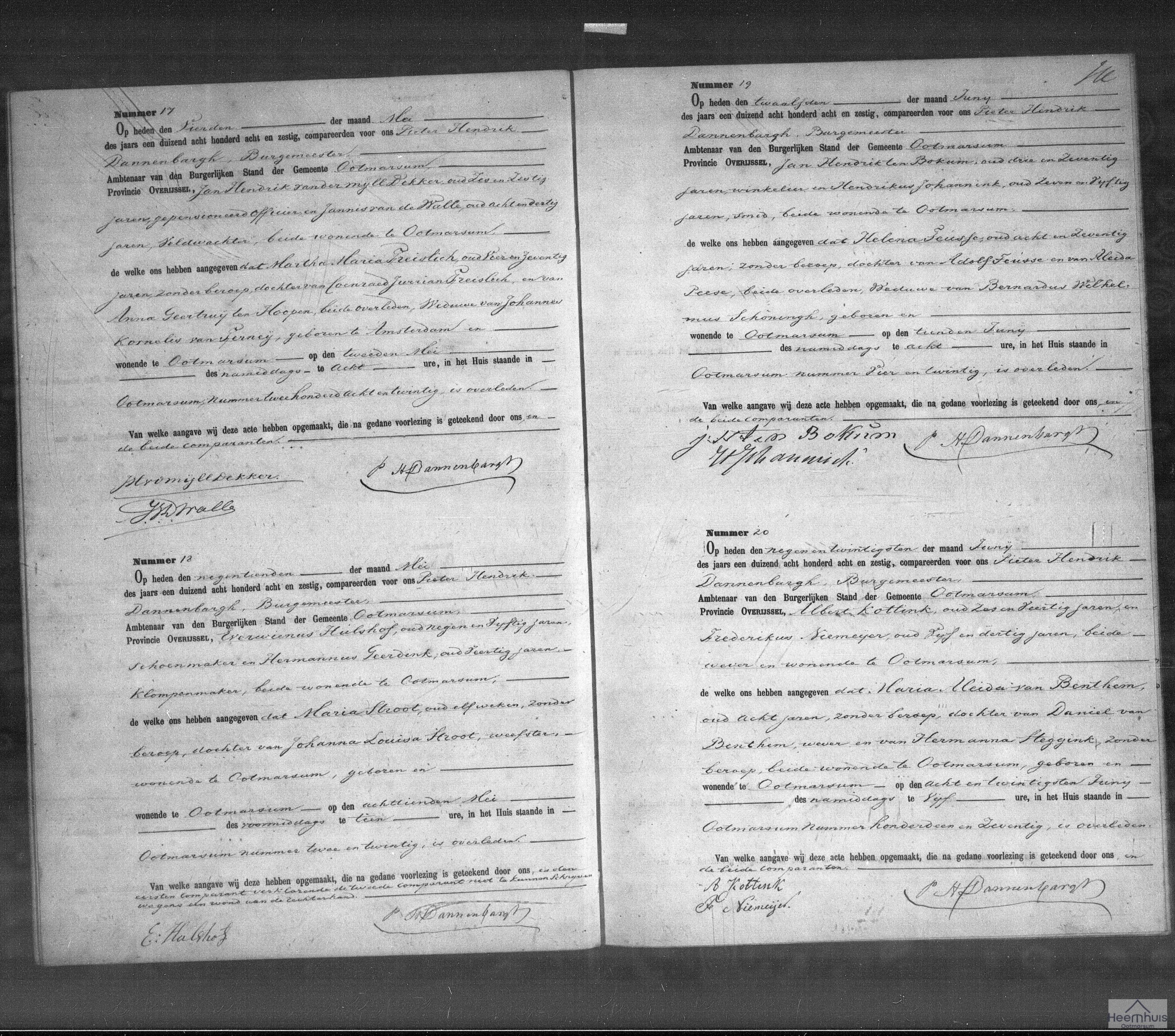 Overlijdensakte van Martha Maria Freislich