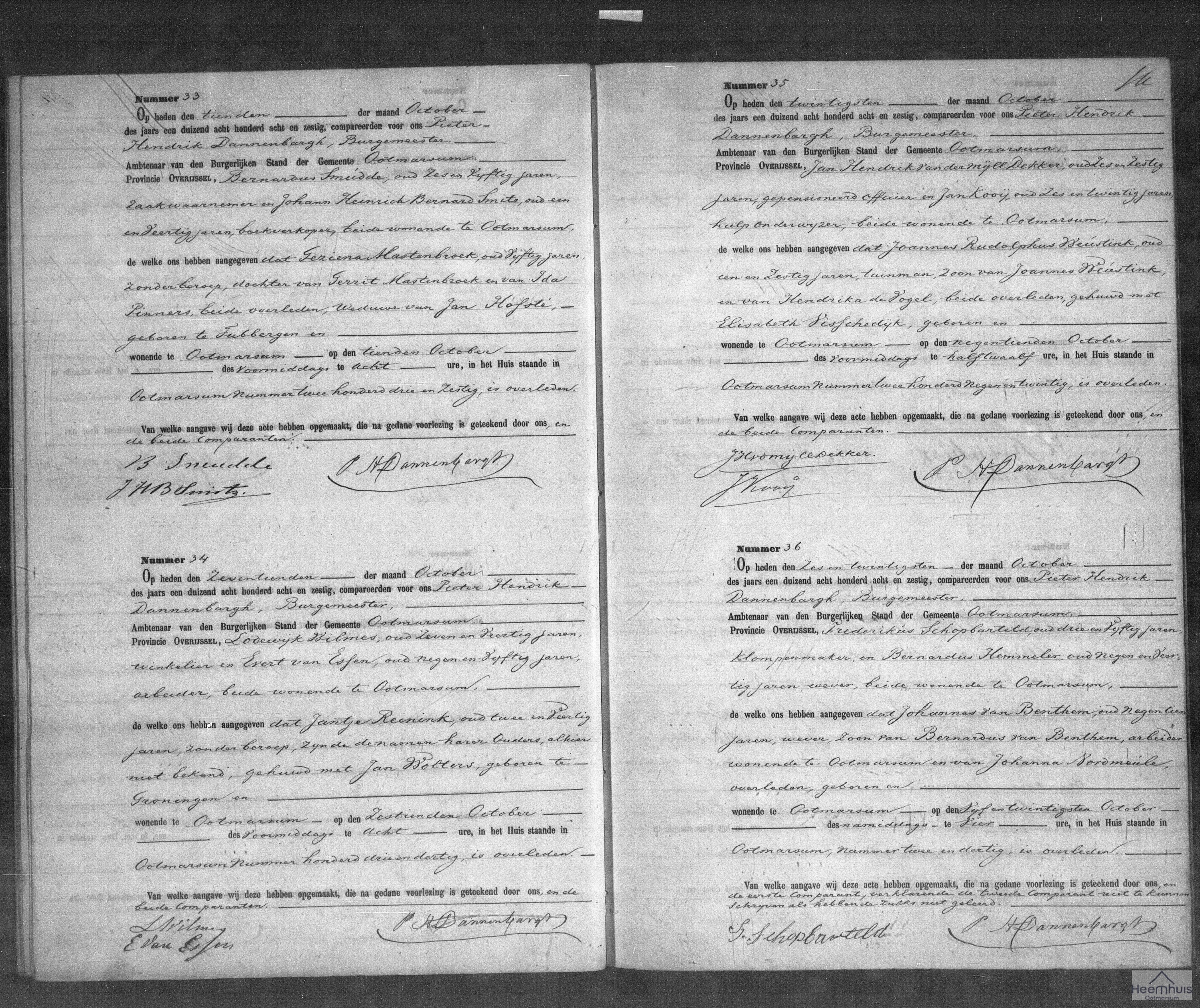 Overlijdensakte van Johannes van Benthem